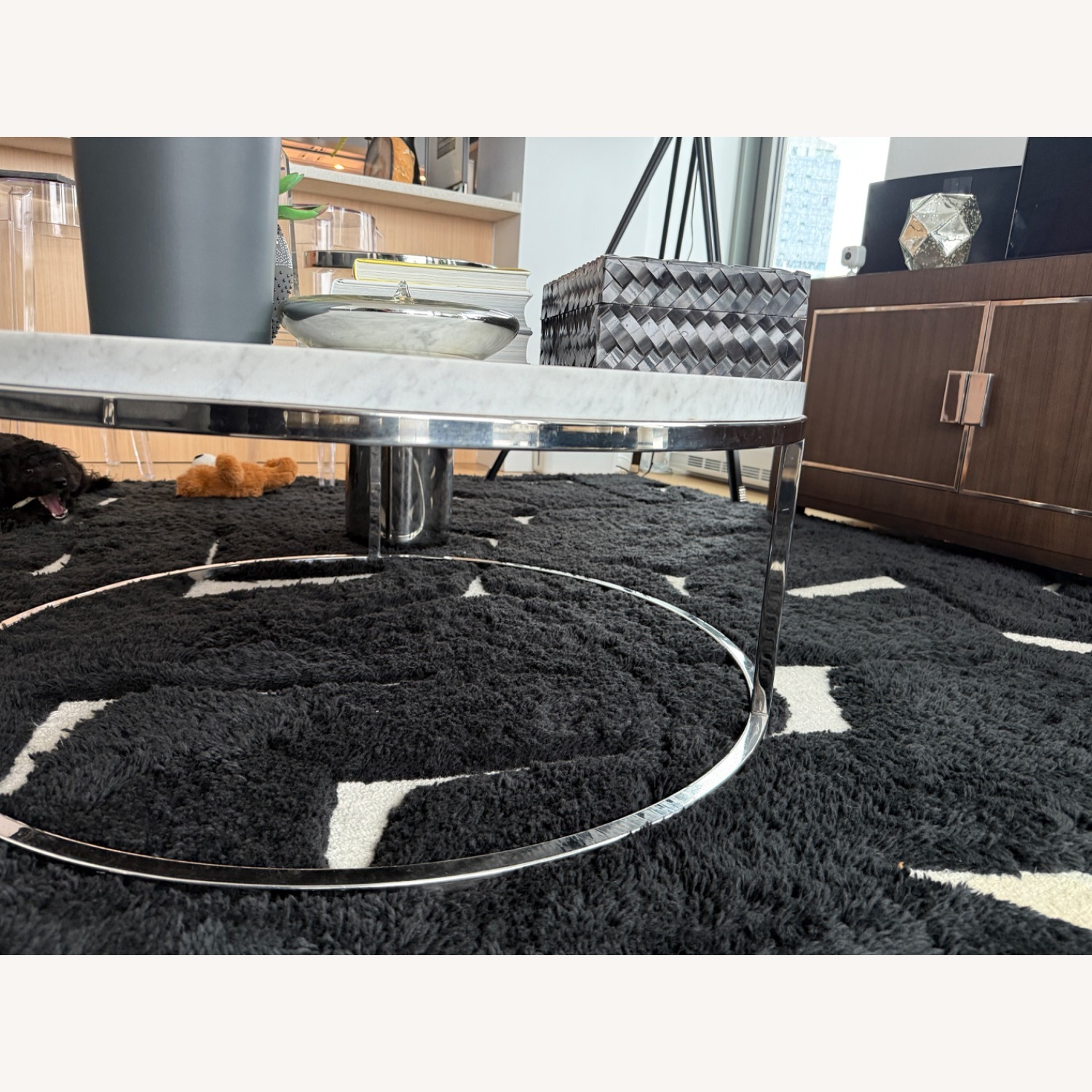 Restoration Hardware Nicholas Round Italian Marble Coffee Table - image-3