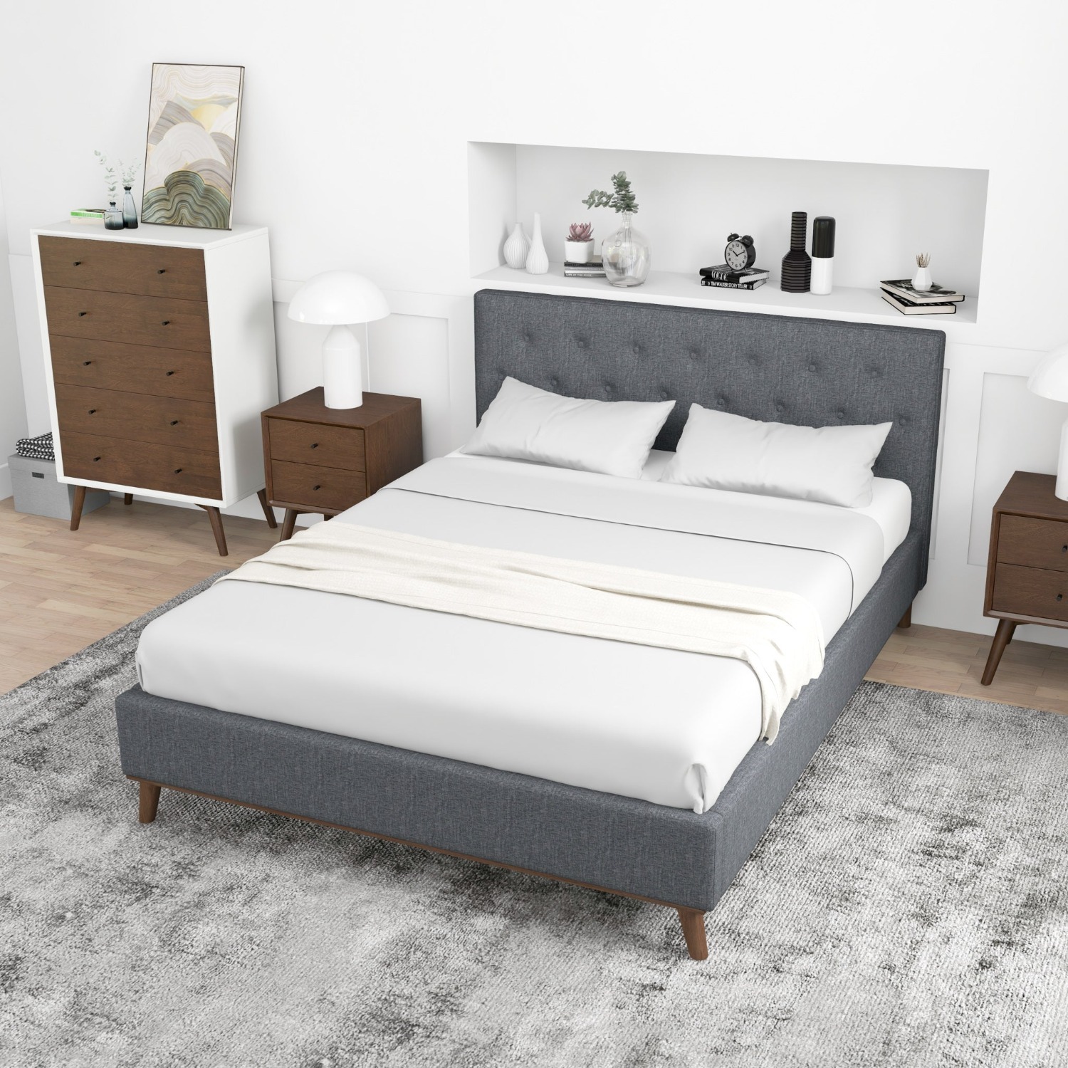 Midinmod Ashton Queen Dark Gray Bed - image-2