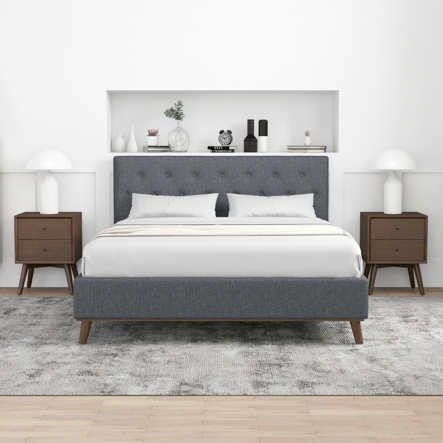 Midinmod Ashton Queen Dark Gray Bed - image-1