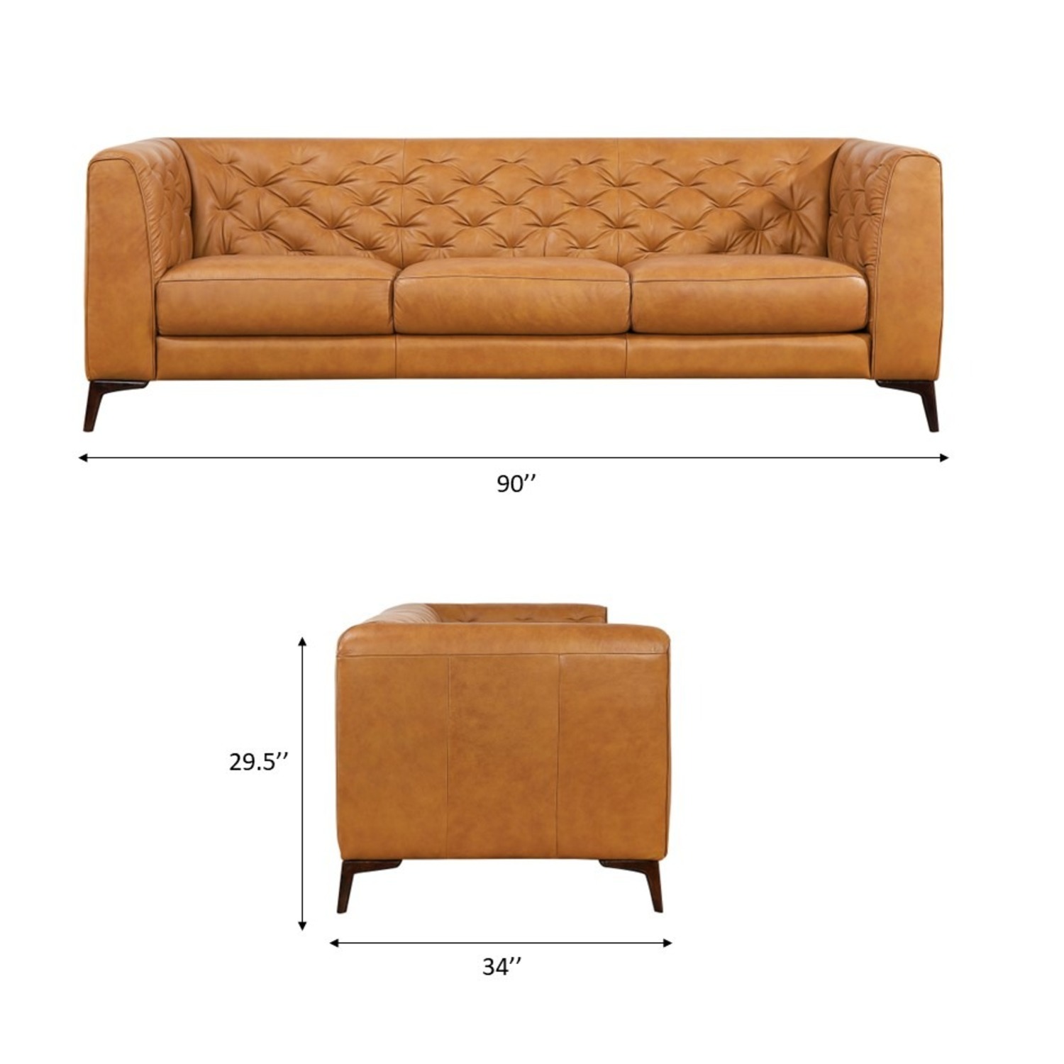 Midinmod Fargo Tan Leather Sofa - image-1