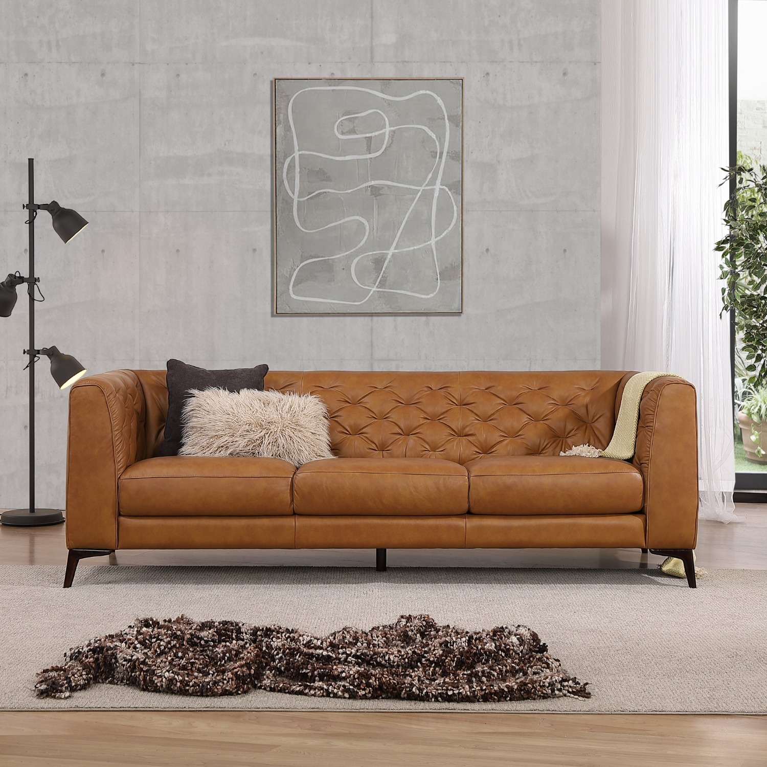 Midinmod Fargo Tan Leather Sofa - image-3