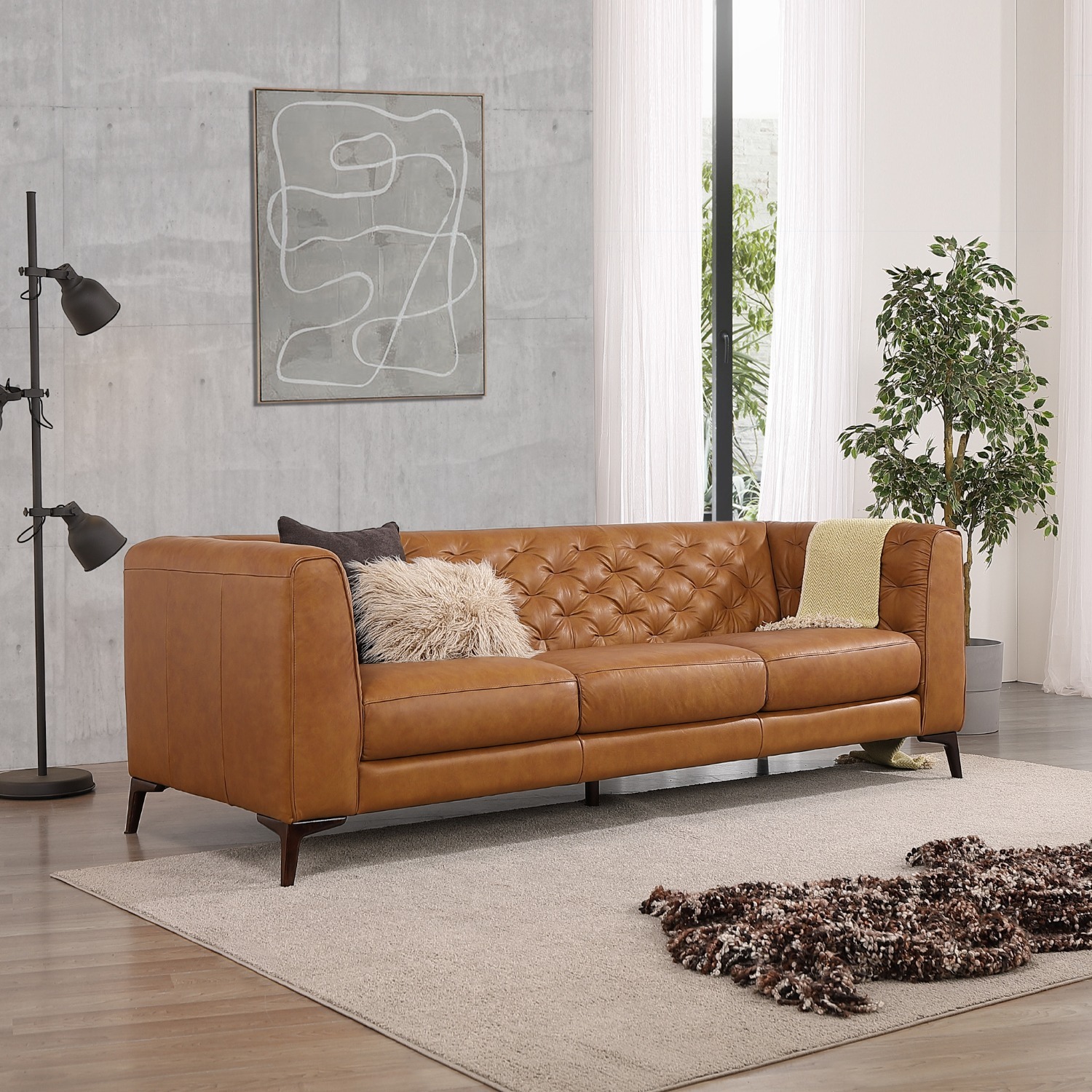 Midinmod Fargo Tan Leather Sofa - image-5