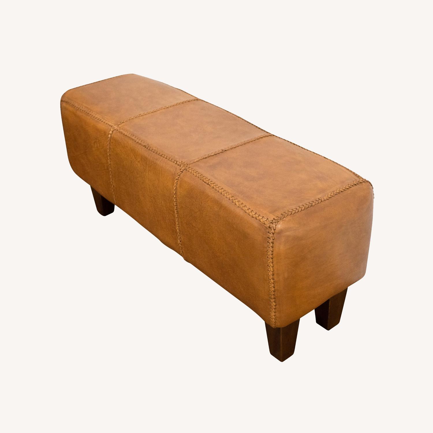 Moicor Tan Leather Modern Living Room Bench - image-0