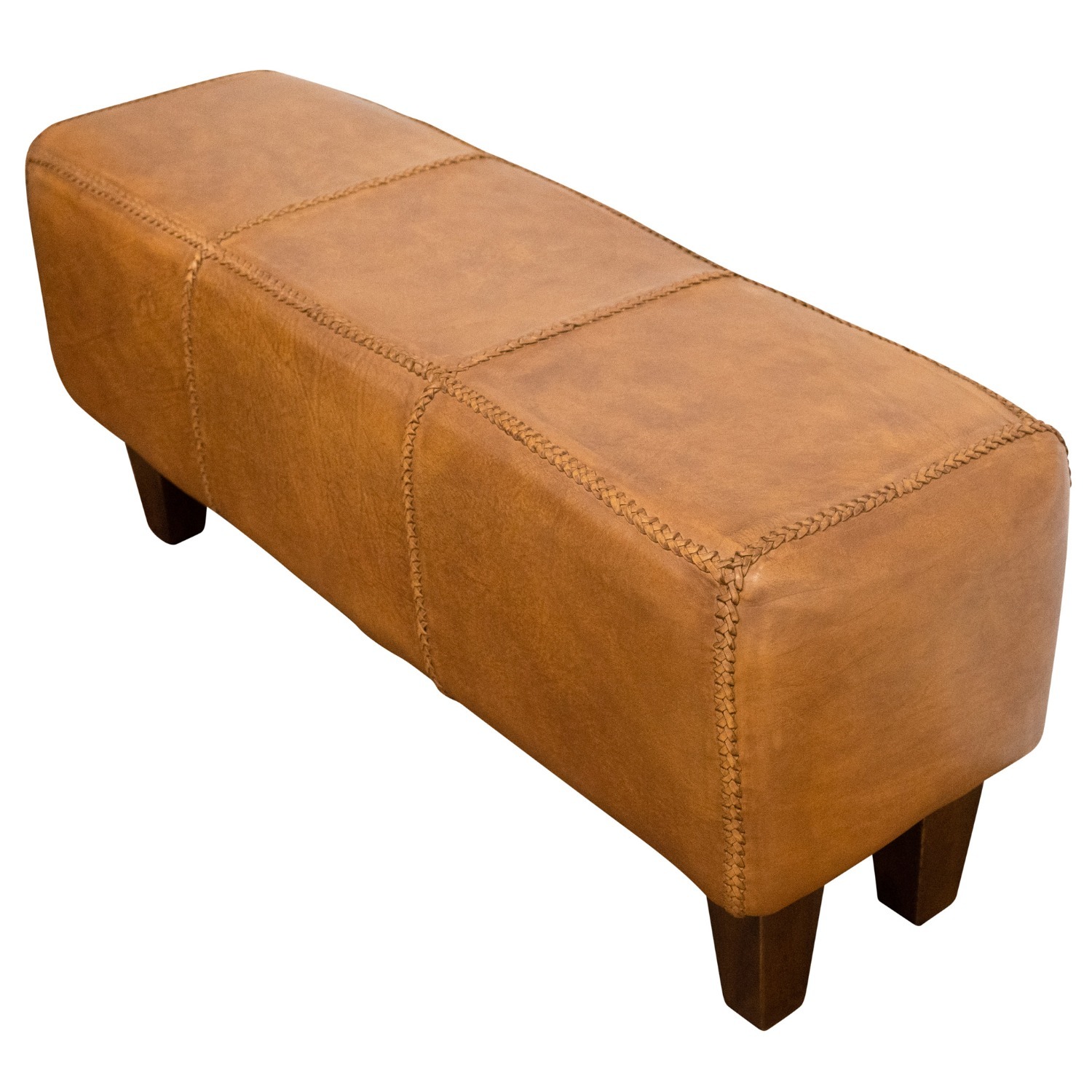 Moicor Tan Leather Modern Living Room Bench - image-3