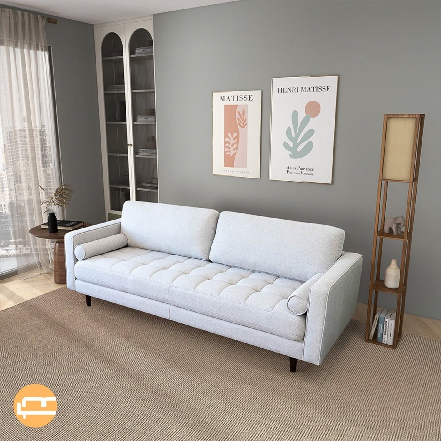 Daphne Sofa - Light Grey Linen - image-1