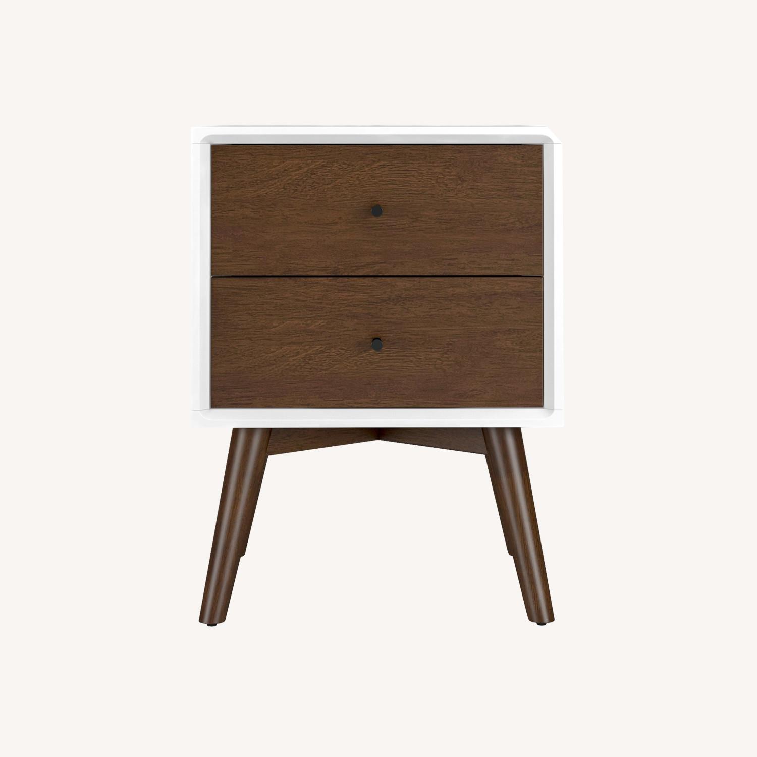 Noak White Walnut Modern Style Nightstand - image-0