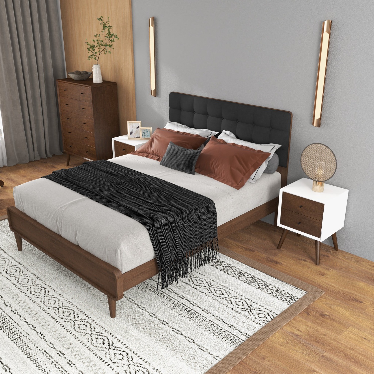 Noak White Walnut Modern Style Nightstand - image-3