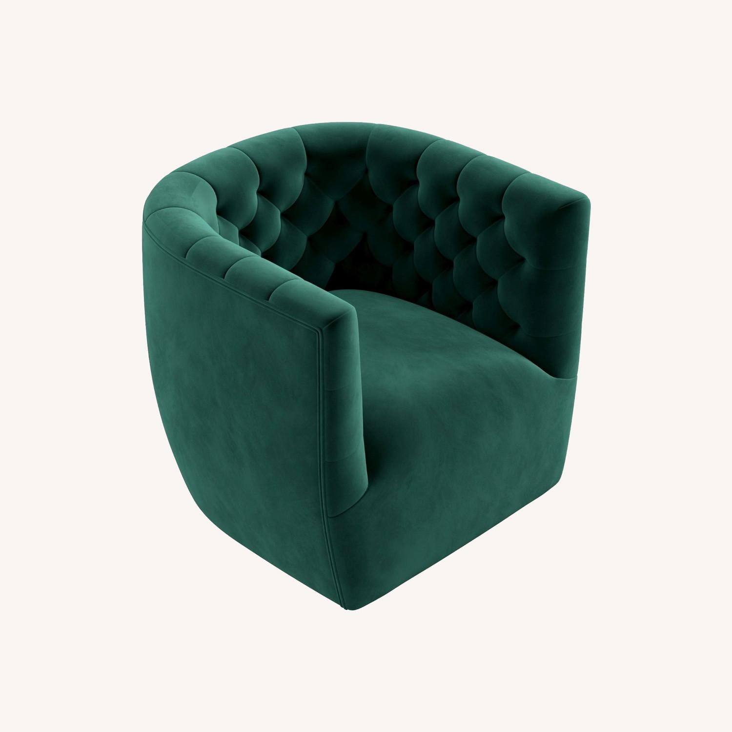 Lotte Forest Green Velvet Swivel Chair - image-0