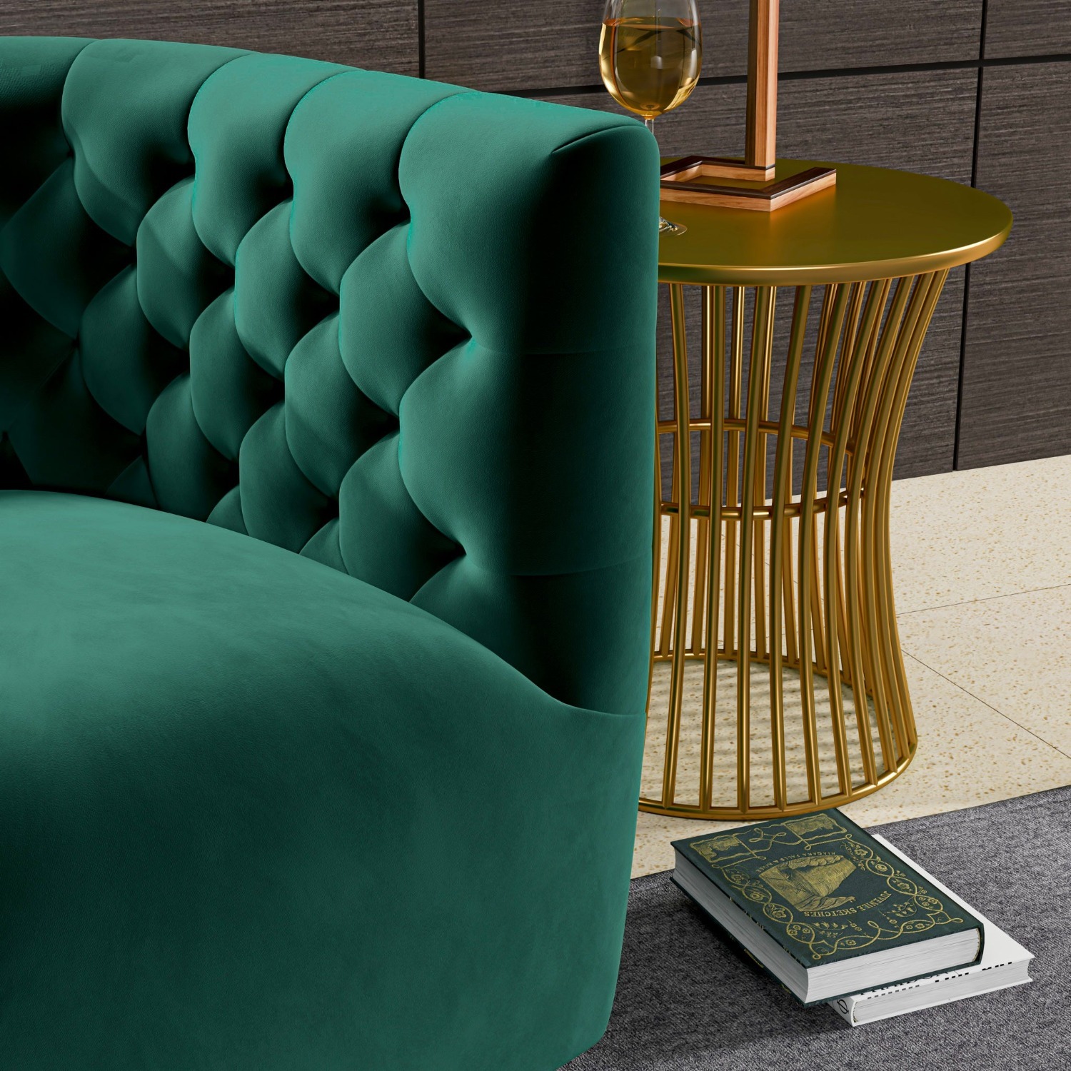 Lotte Forest Green Velvet Swivel Chair - image-6