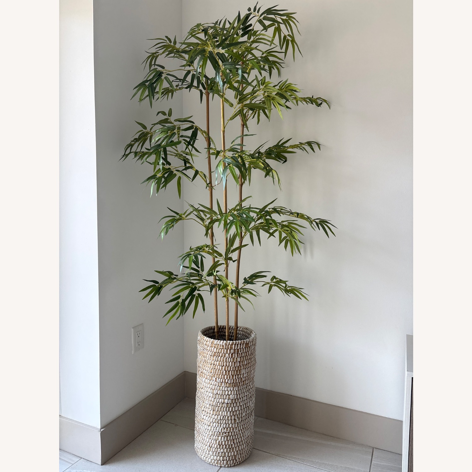 At Home Artificial Bamboo Tree in Urn Basket - image-1