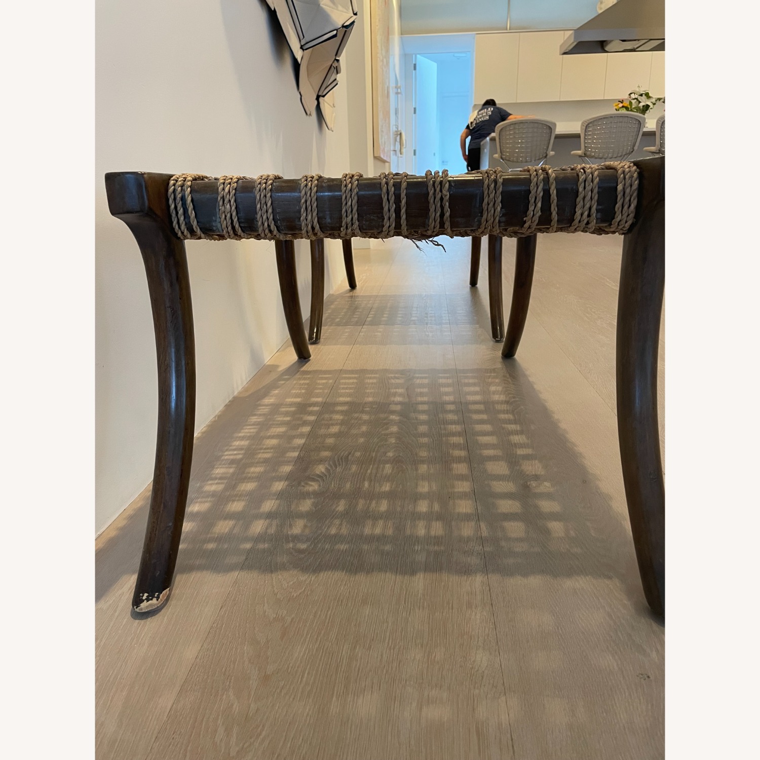 Holly Hunt Saber Leg Ottomans with Seagrass Seat - image-9