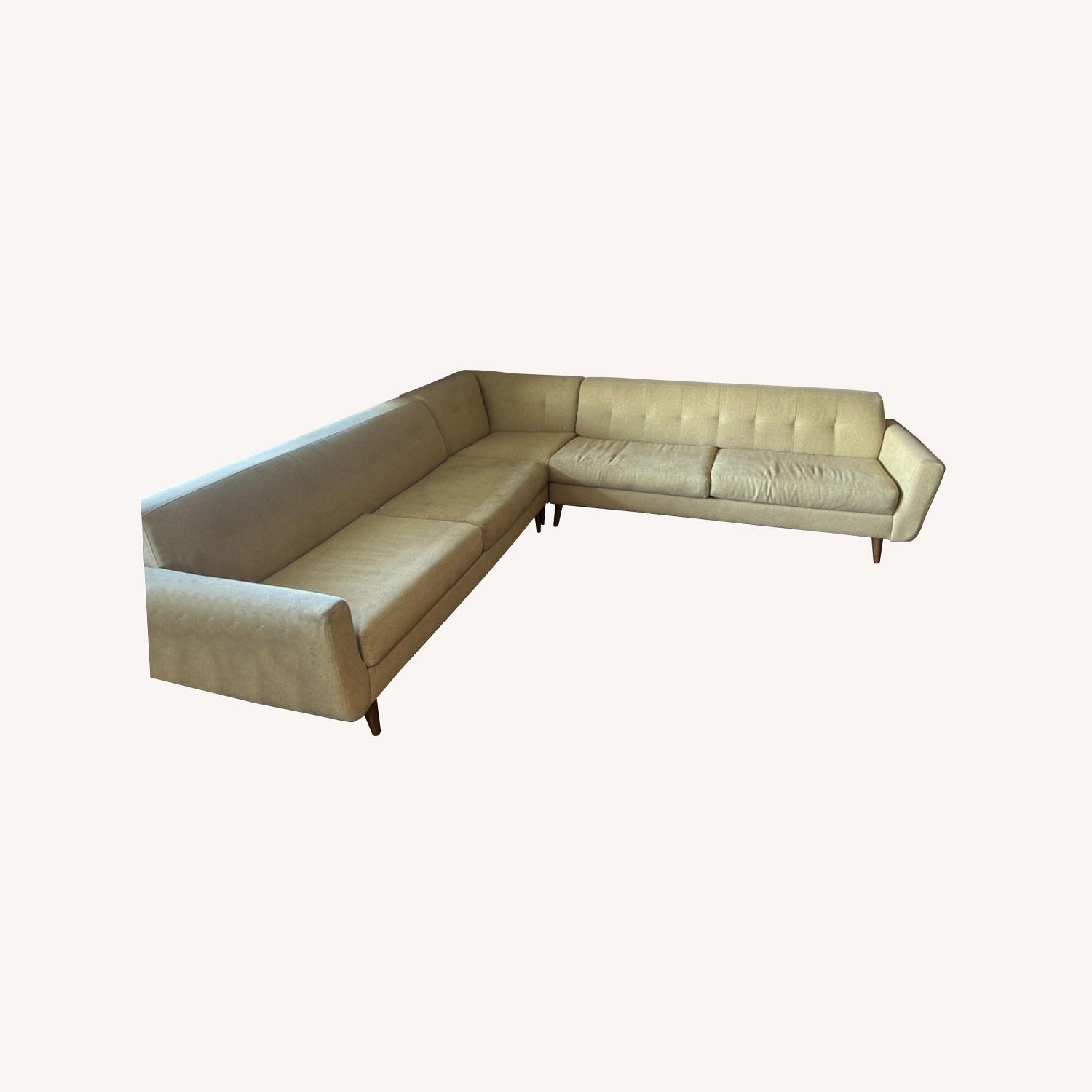 Living Spaces Yellow Mid Century Modern Sectional - image-0
