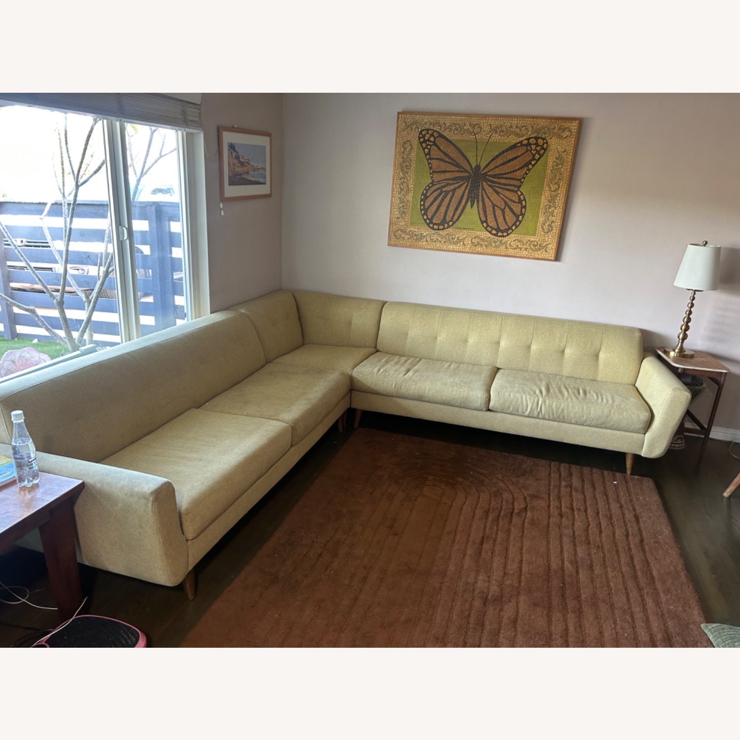Living Spaces Yellow Mid Century Modern Sectional - image-1