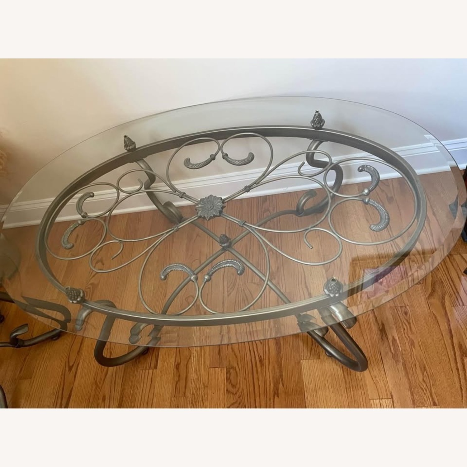 Glass Coffee Table with Antique Finish - image-2