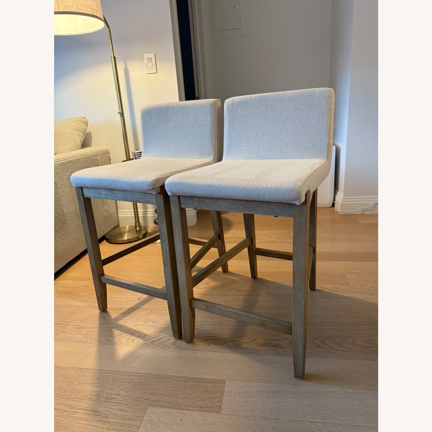 Pair of Upholstered Nathan James Counter Stools - image-1