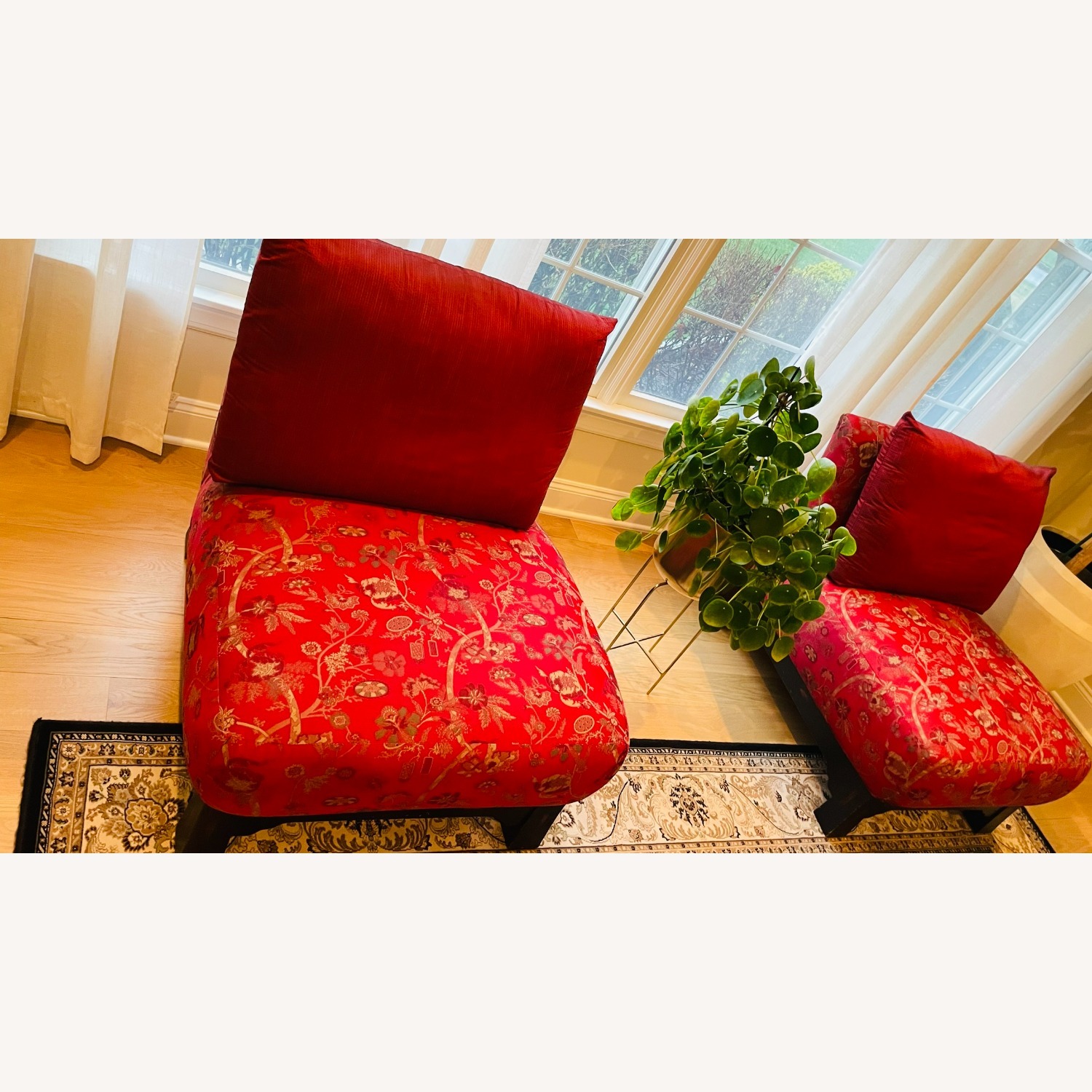 Vintage Oriental Print Accent Chairs - image-1