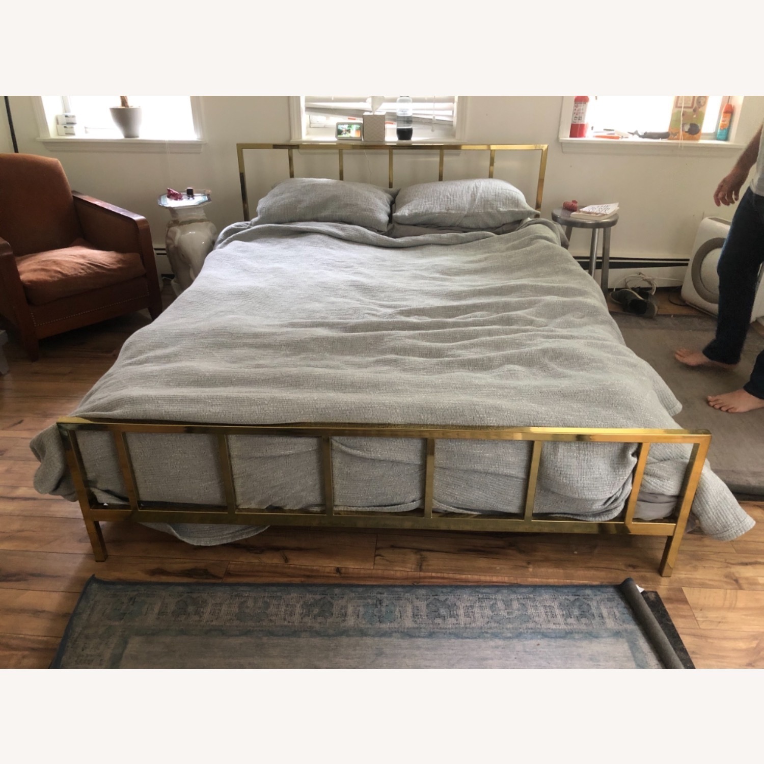 CB2 Alchemy Brass Gold Queen Bed - image-2