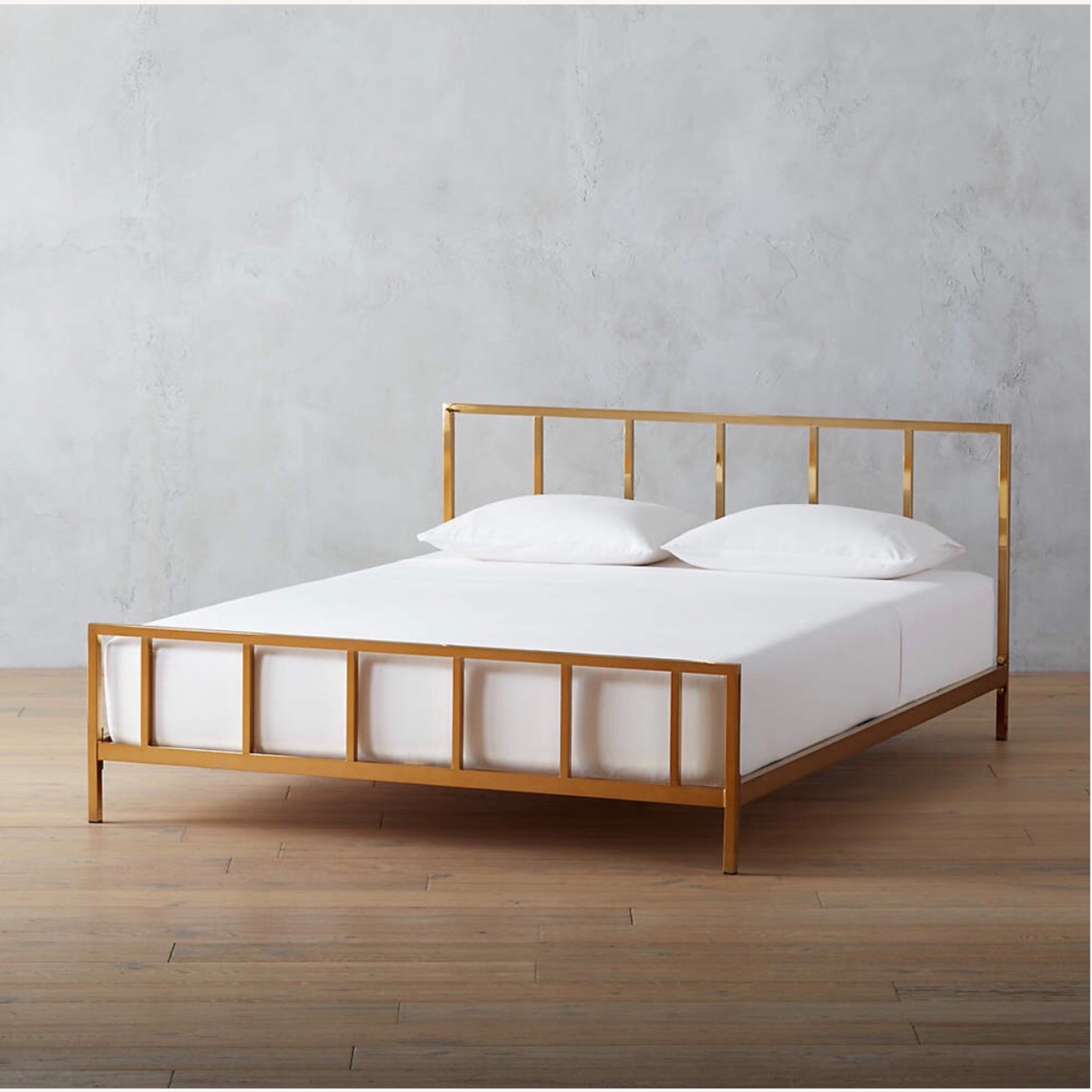 CB2 Alchemy Brass Gold Queen Bed - image-1