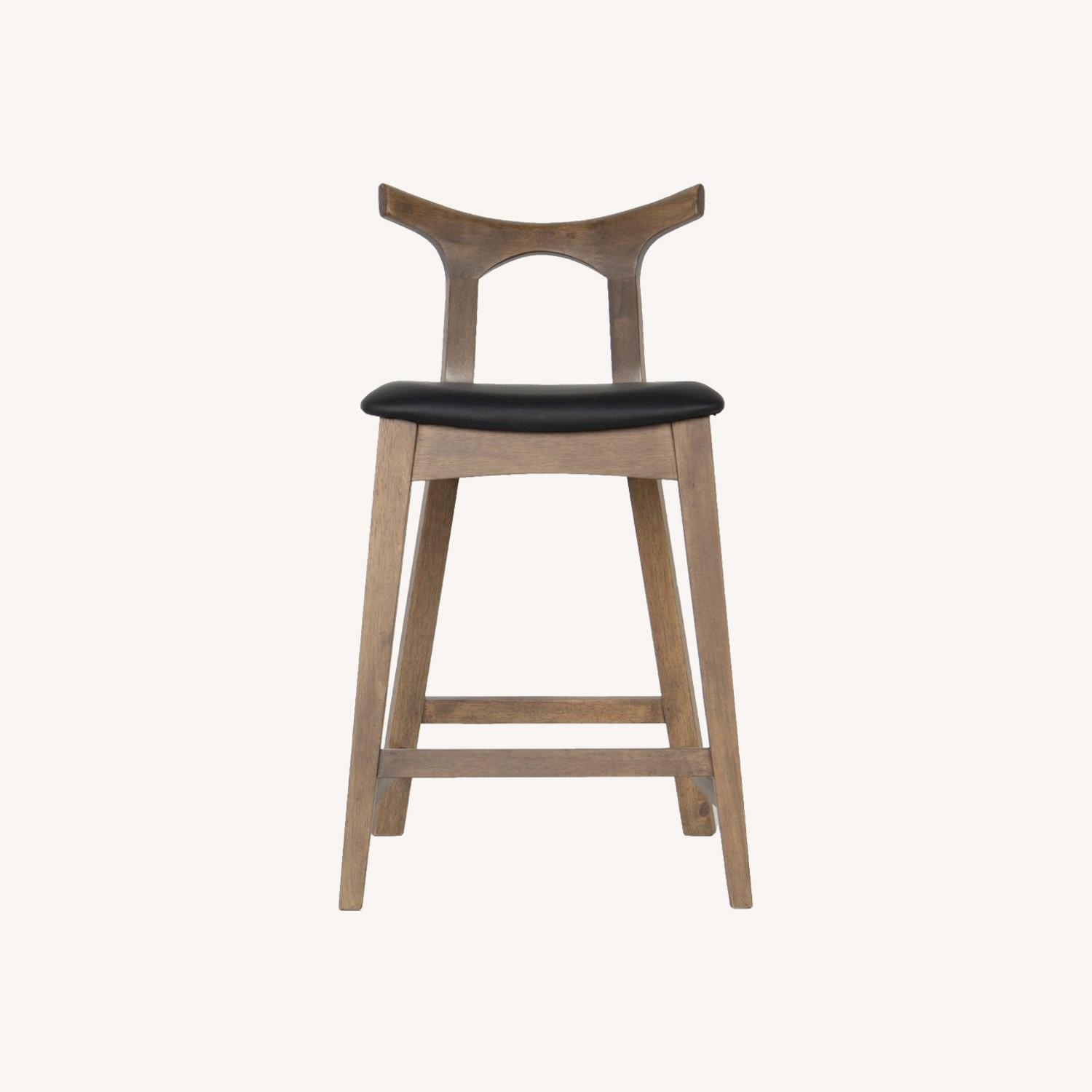 Dora 29" Black Leather Bar Stool Set of 2 - image-0