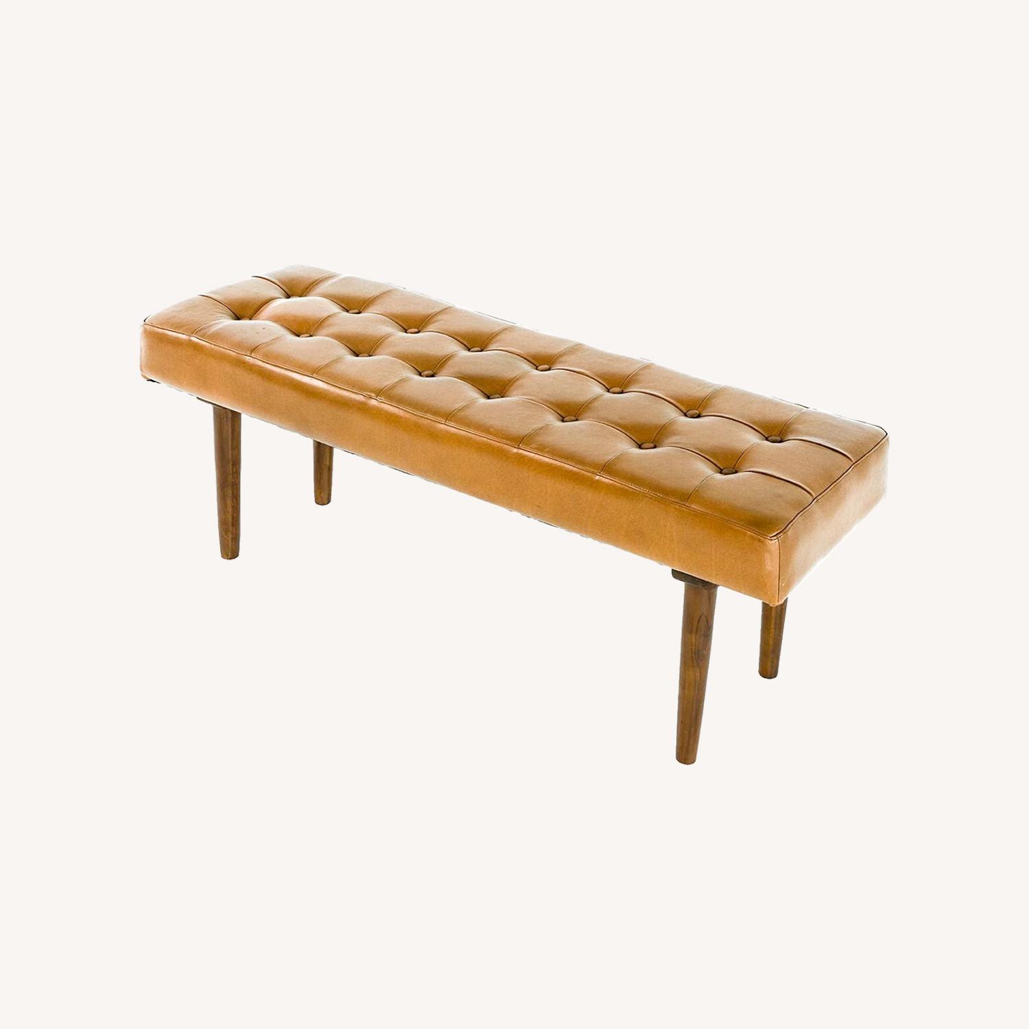 Banten Tan Leather Bench - image-0