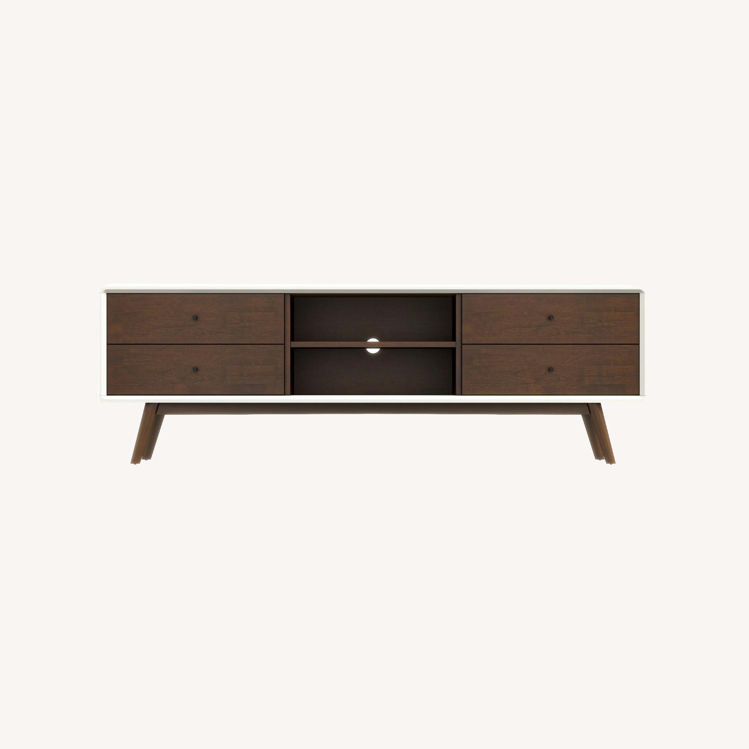 Noak Mid Century Modern Style White TV Stand - image-0