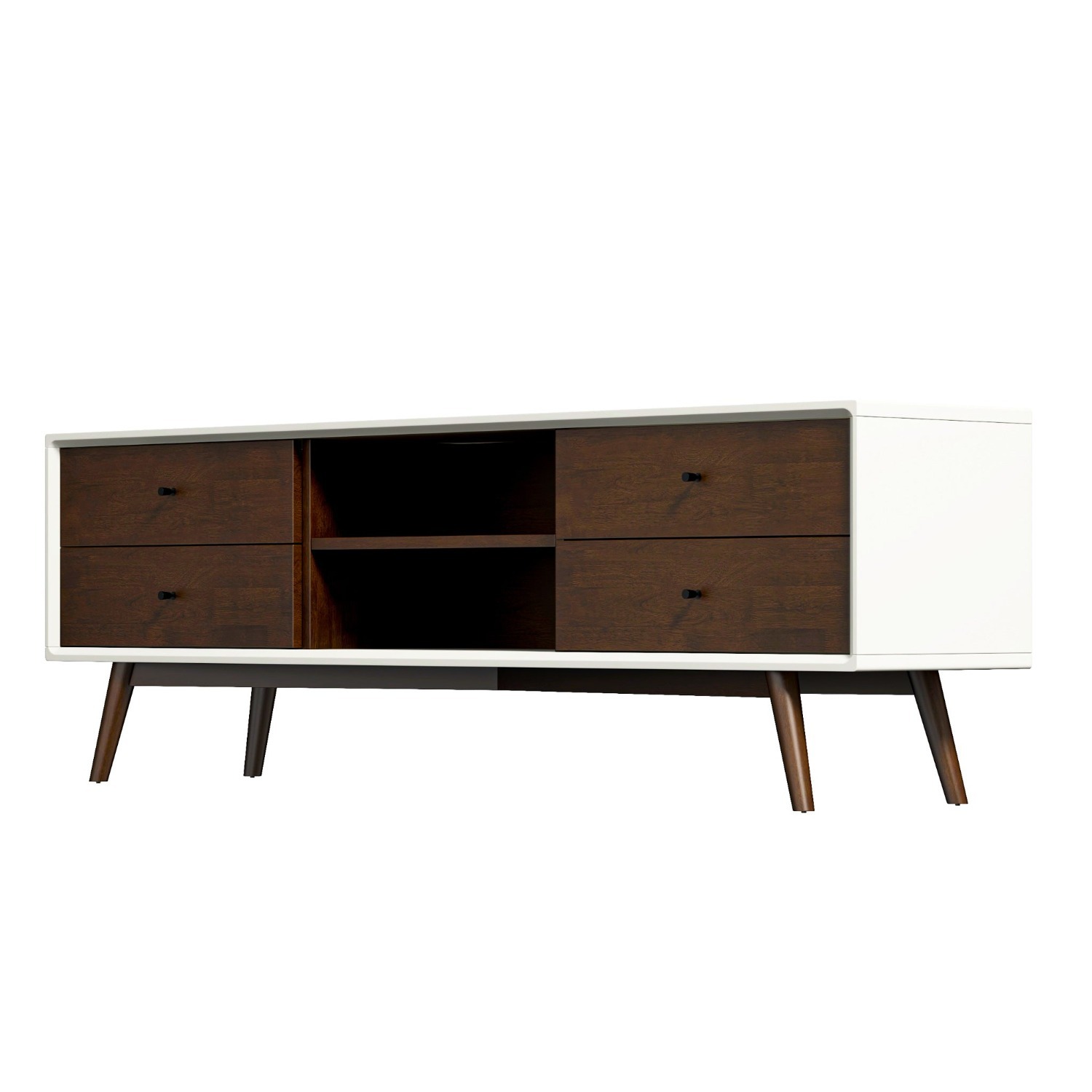 Noak Mid Century Modern Style White TV Stand - image-2