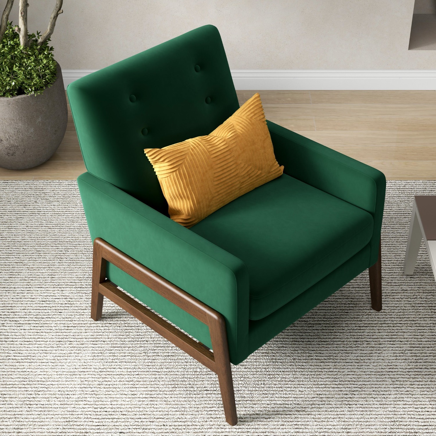 Stella Emerald Green Velvet Lounge Chair - image-1