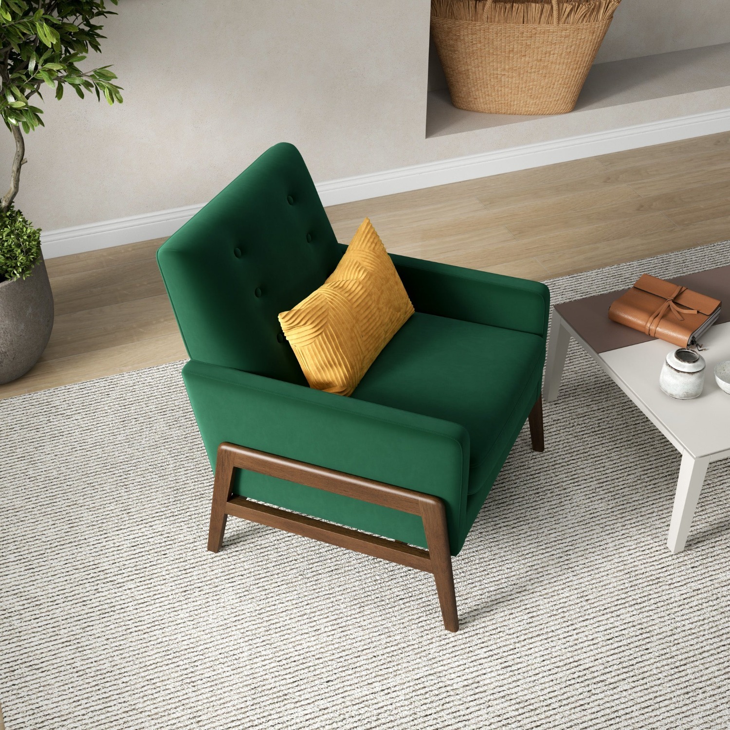 Stella Emerald Green Velvet Lounge Chair - image-2
