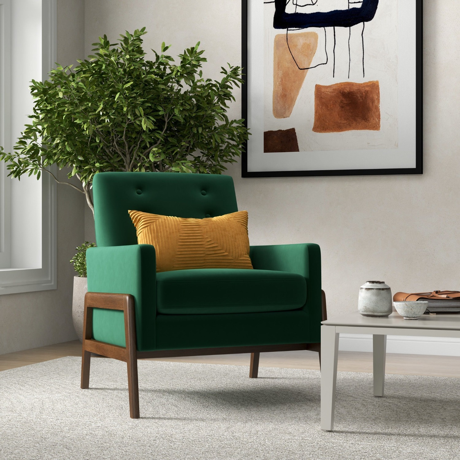 Stella Emerald Green Velvet Lounge Chair - image-4