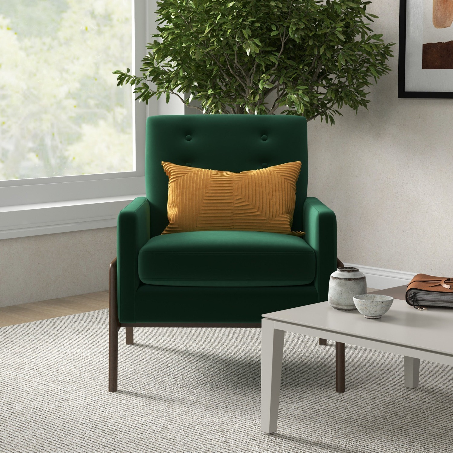Stella Emerald Green Velvet Lounge Chair - image-5