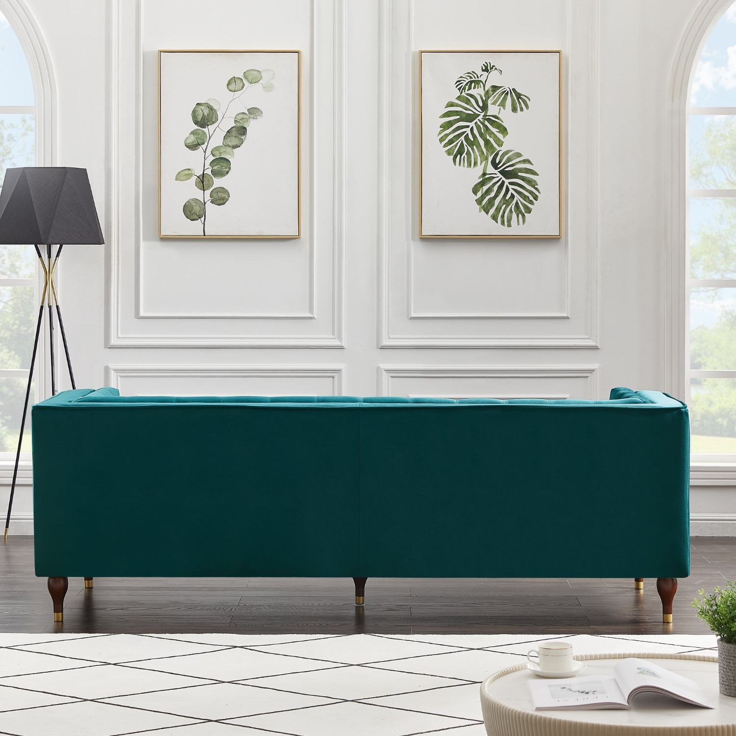 Houston Teal Velvet Modern Sofa - image-4