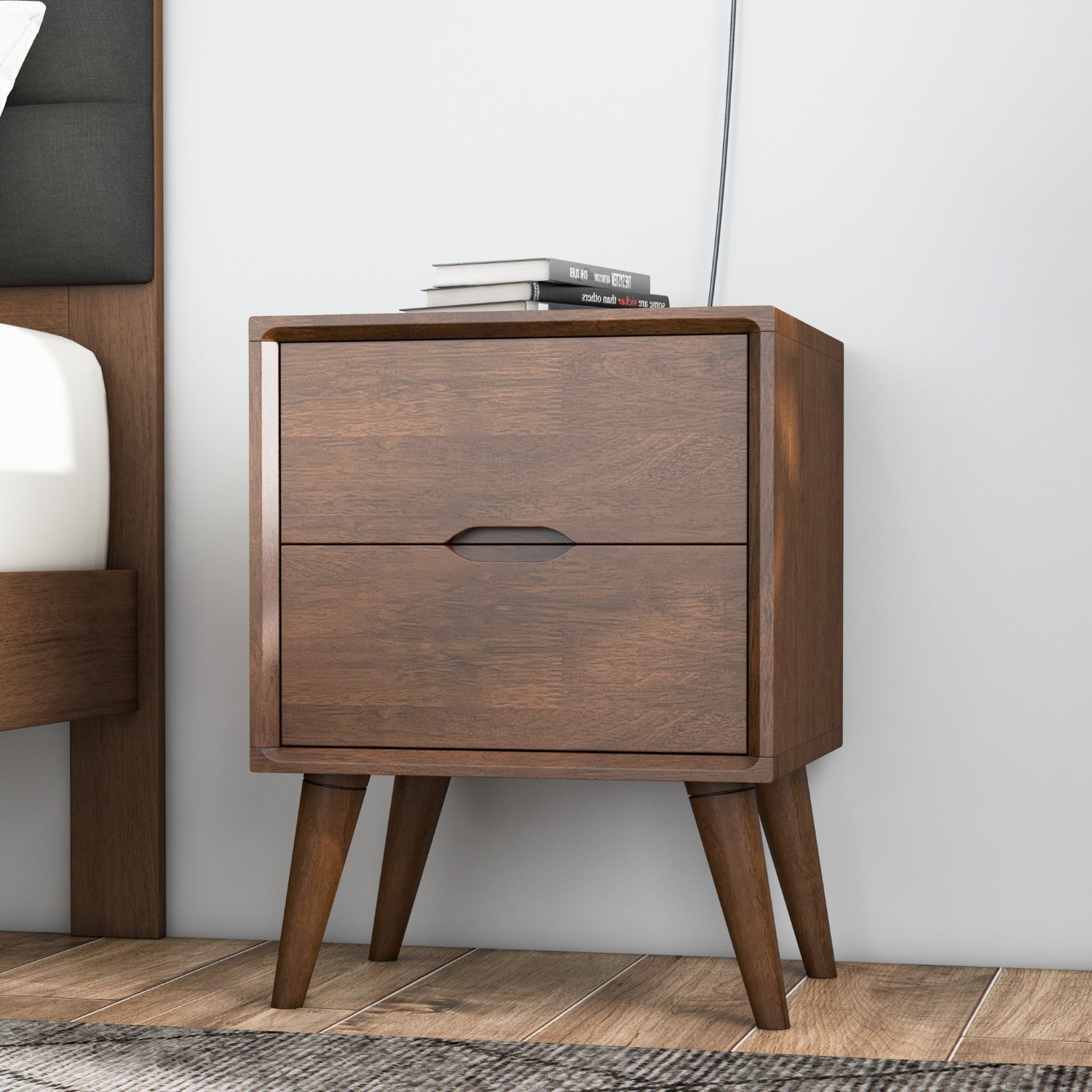 Grace Brown Night Stand with 2 Drawers - image-3