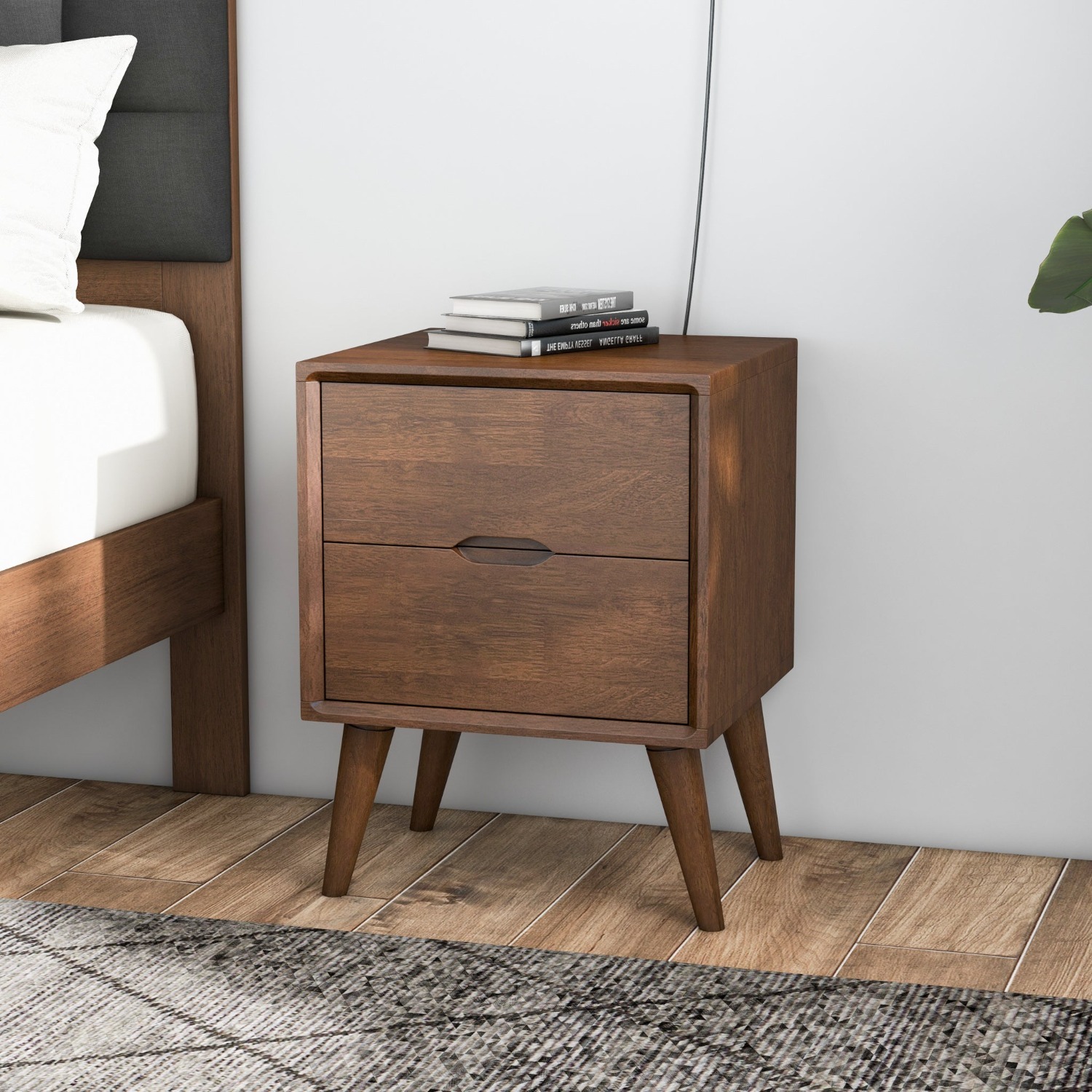 Grace Brown Night Stand with 2 Drawers - image-4