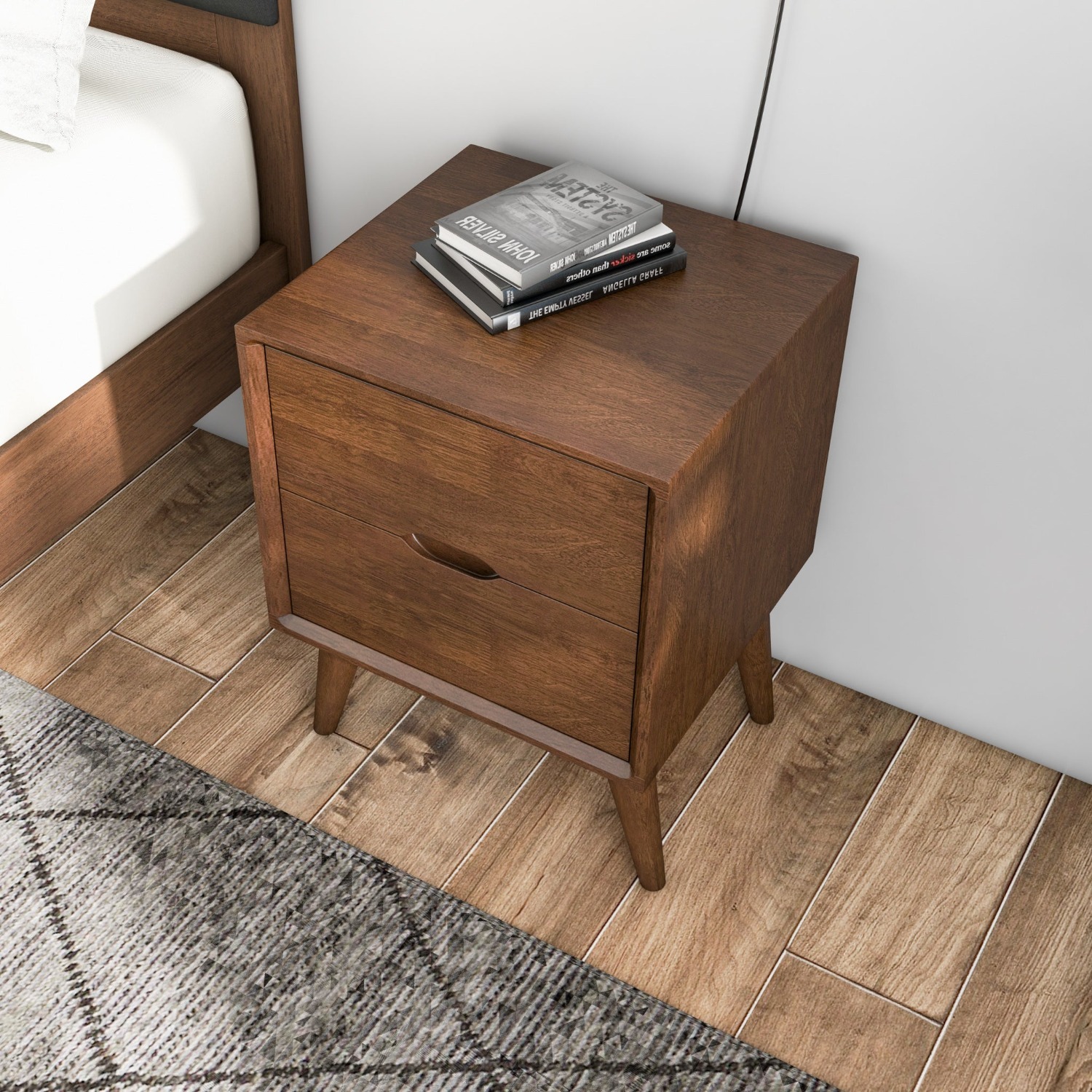 Grace Brown Night Stand with 2 Drawers - image-2