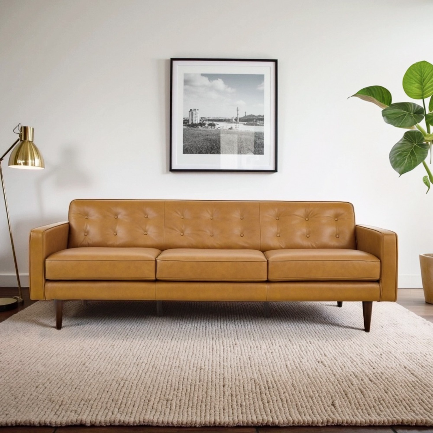 Broxton Tan Leather Sofa - image-3