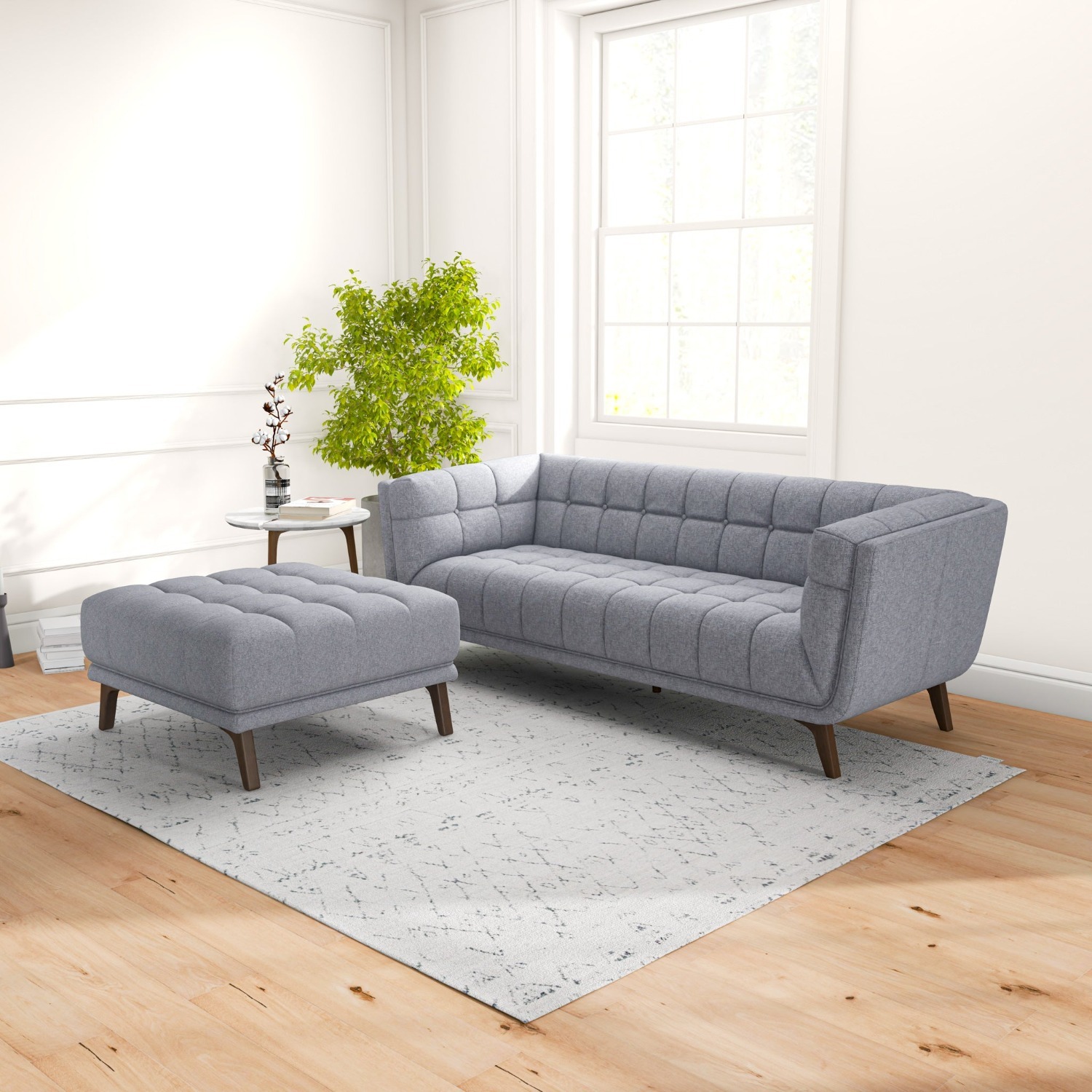 Kano Light Gray Ottoman - image-5