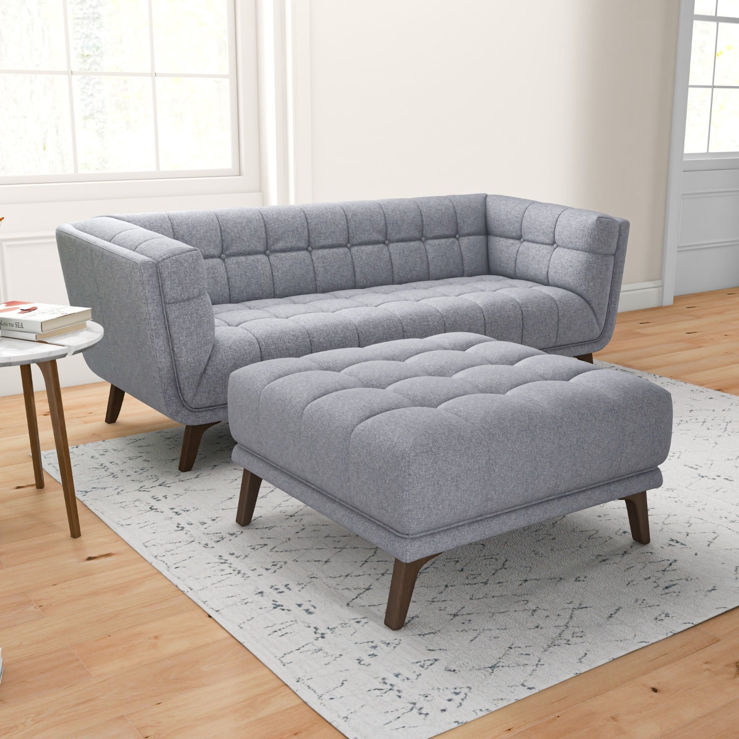 Kano Light Gray Ottoman - image-3