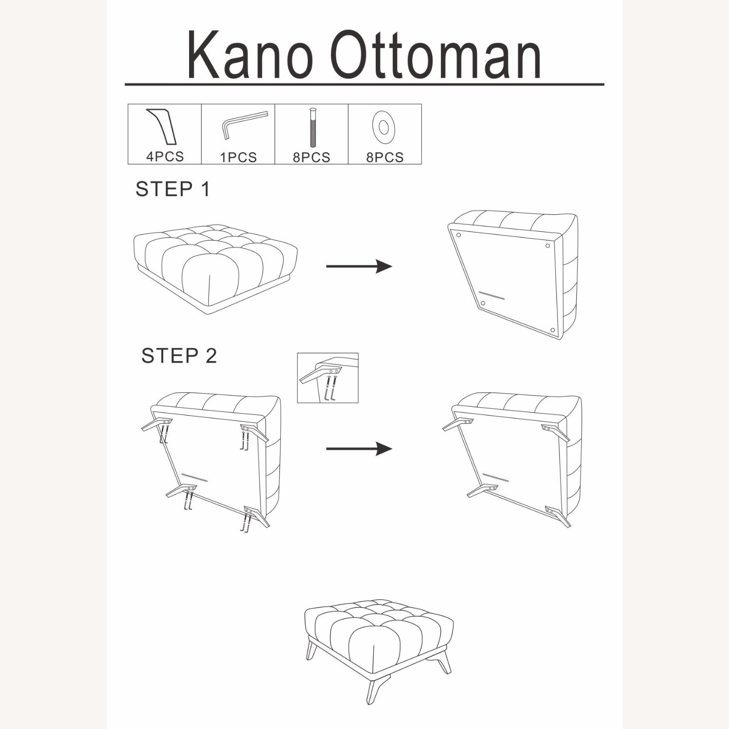 Kano Light Gray Ottoman - image-2