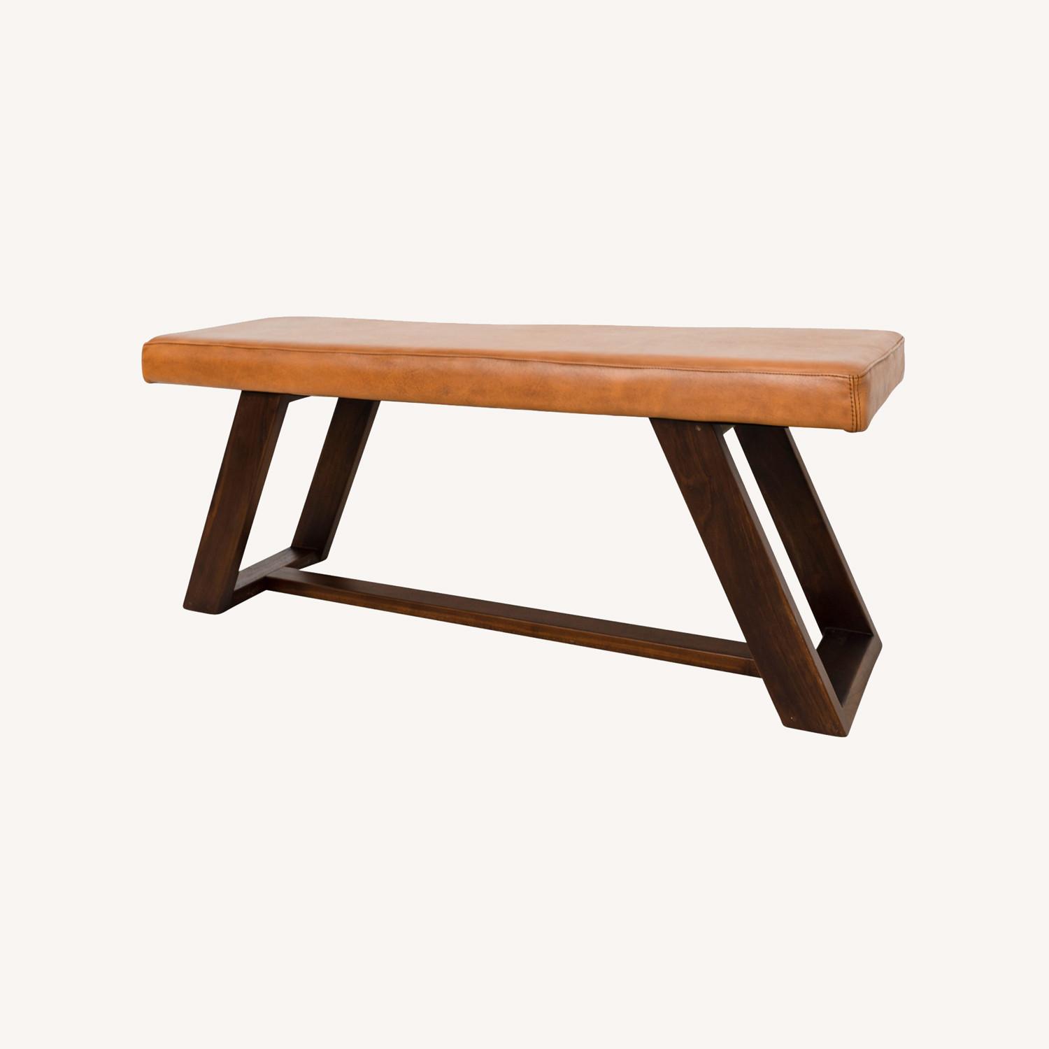 Pinrag Genuine Tan Leather Bench - image-0
