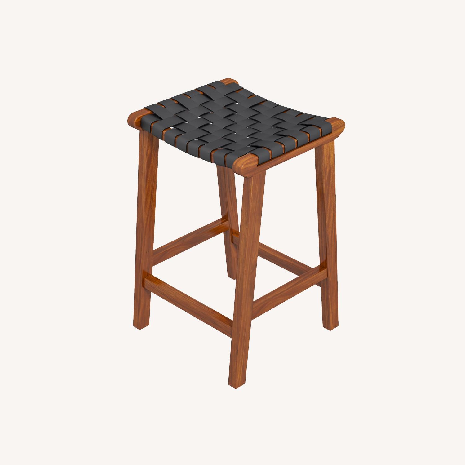 Andaman Black Leather Bar Stool - image-0