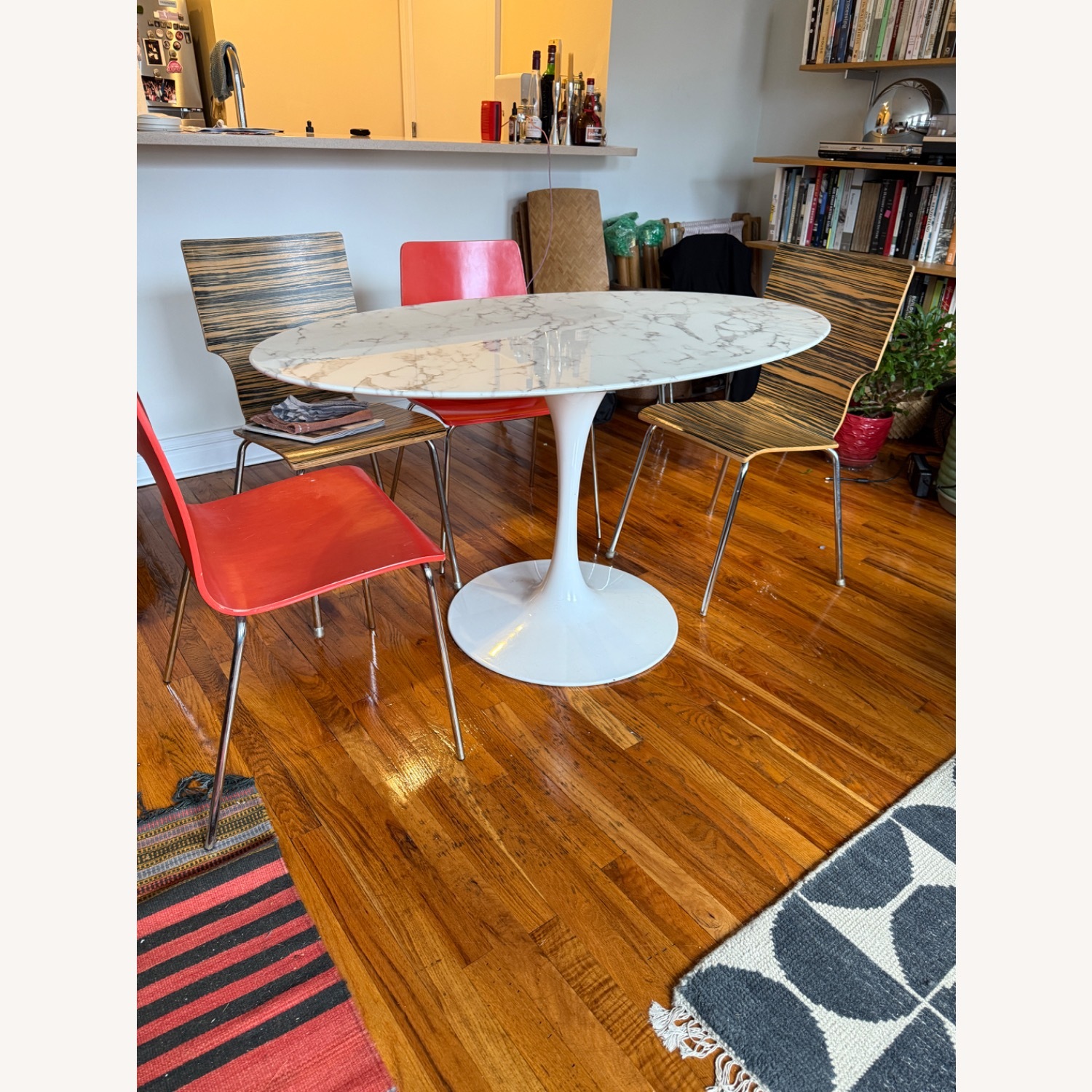 Wayfair Oval PedestalTable in White Marble - image-2