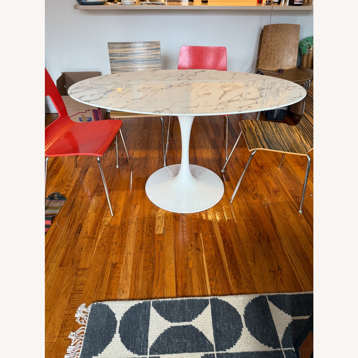 Wayfair Oval PedestalTable in White Marble - image-1