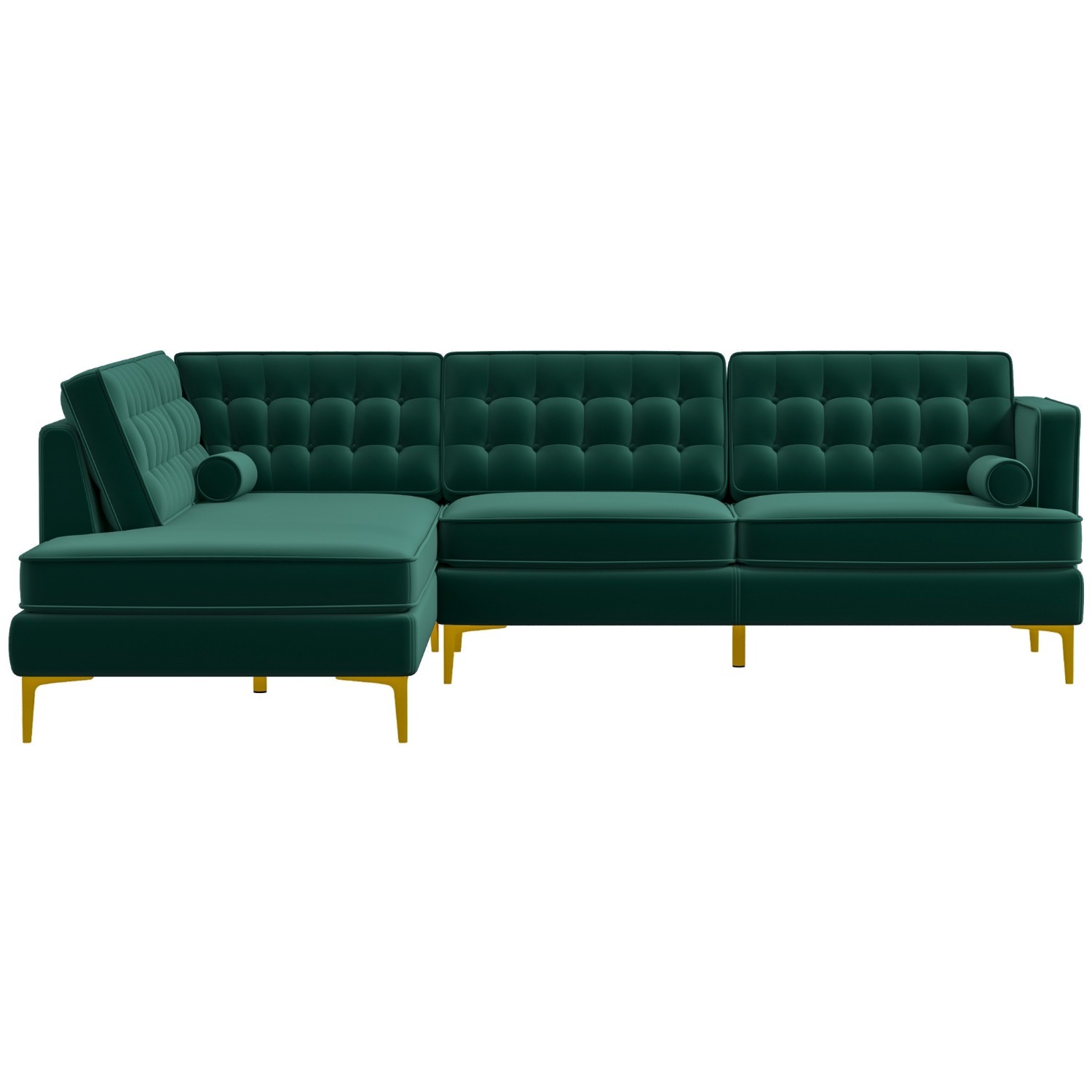Caleb Sectional Sofa Green Velvet Left Chaise - image-4