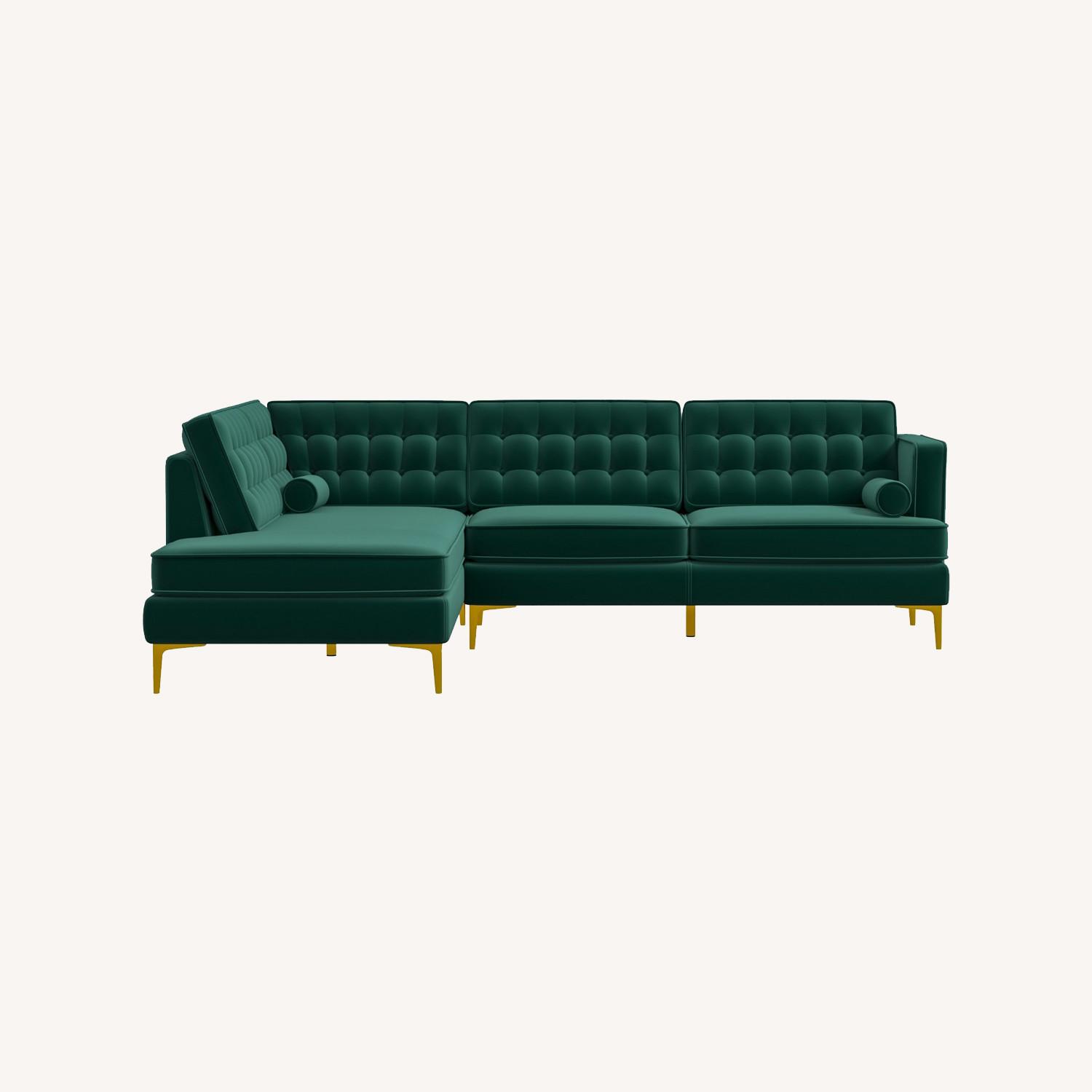 Caleb Sectional Sofa Green Velvet Left Chaise - image-0