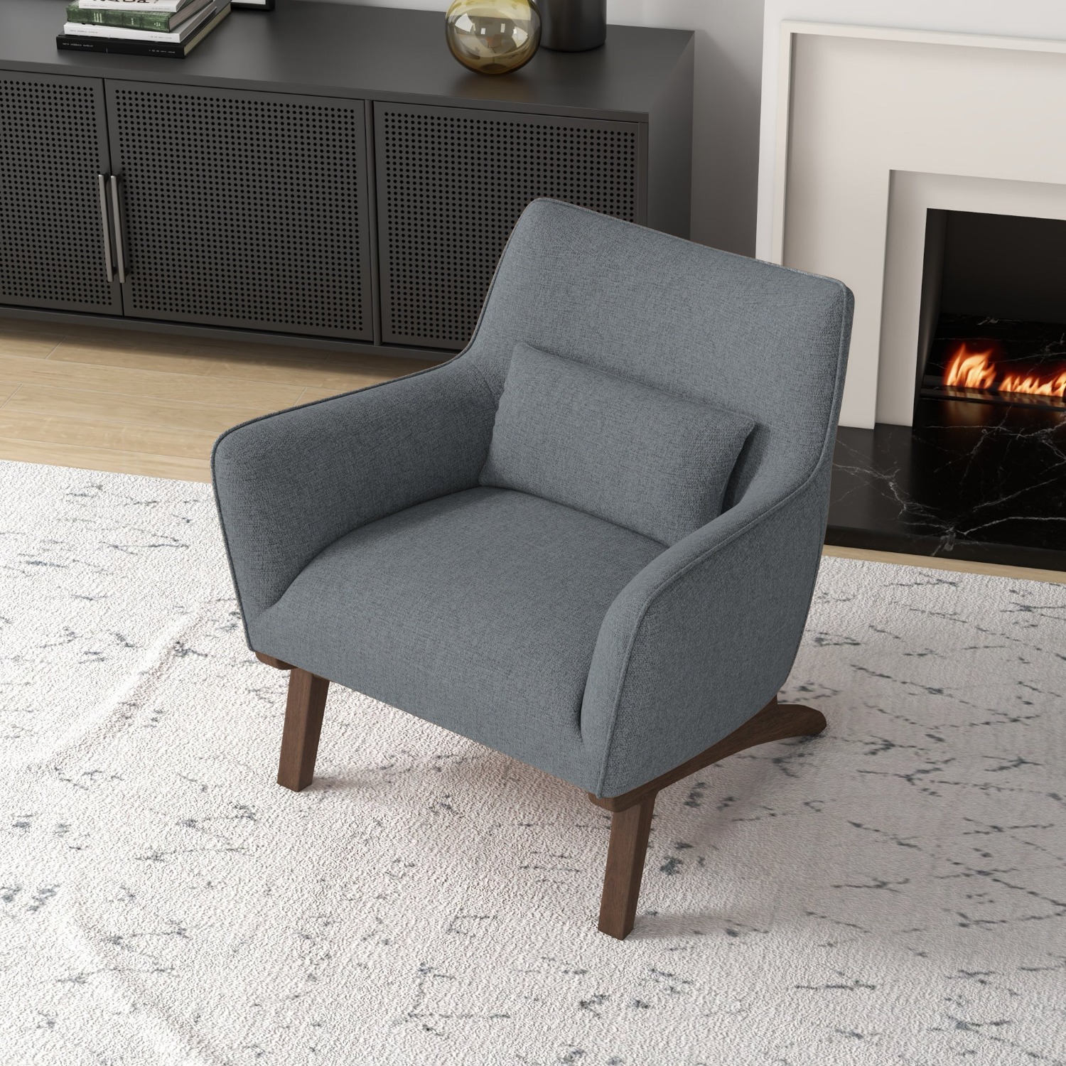 Casper Gray Linen Lounge Chair - image-1