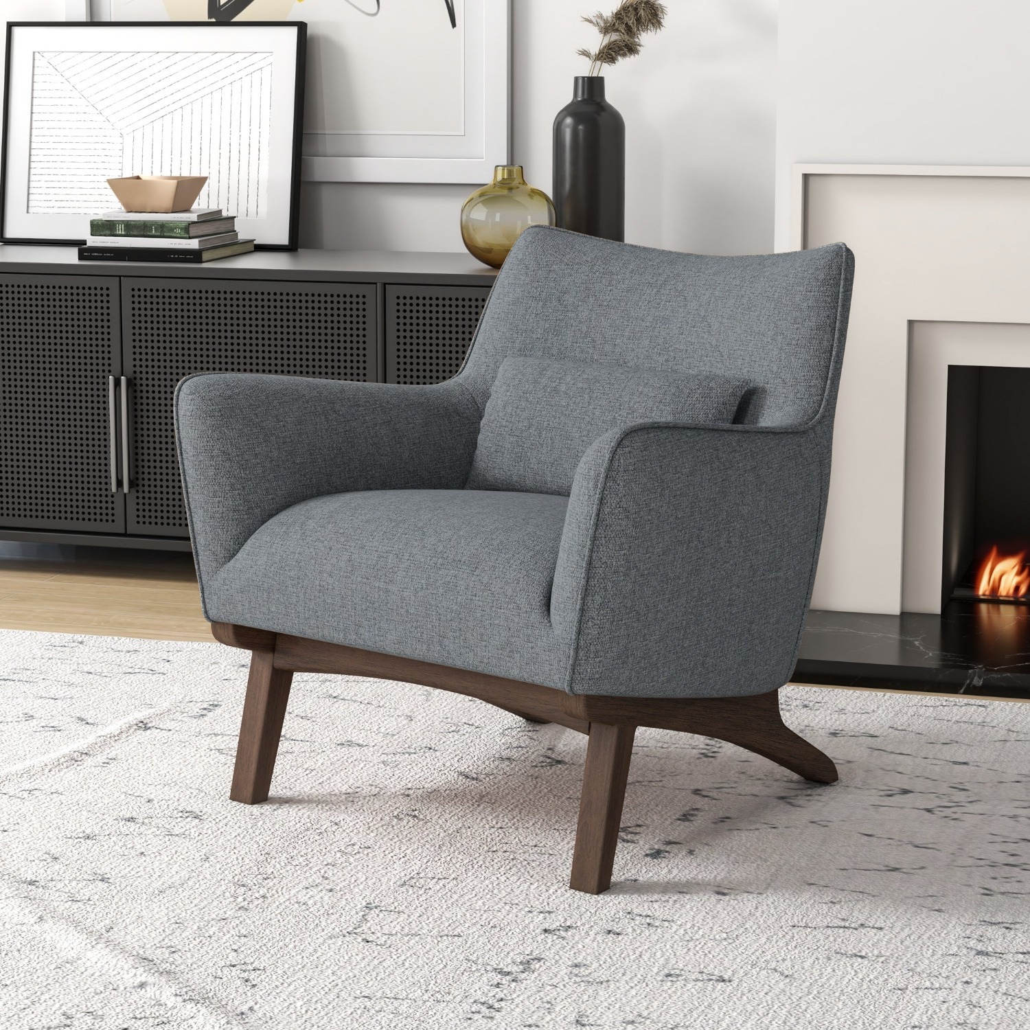 Casper Gray Linen Lounge Chair - image-3