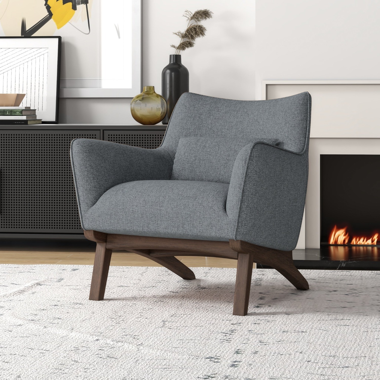 Casper Gray Linen Lounge Chair - image-4