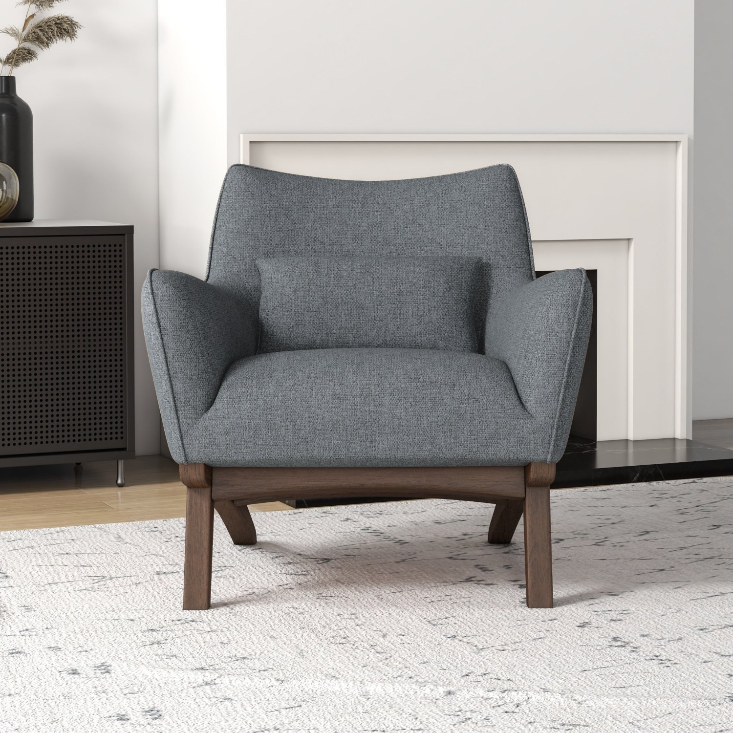 Casper Gray Linen Lounge Chair - image-2