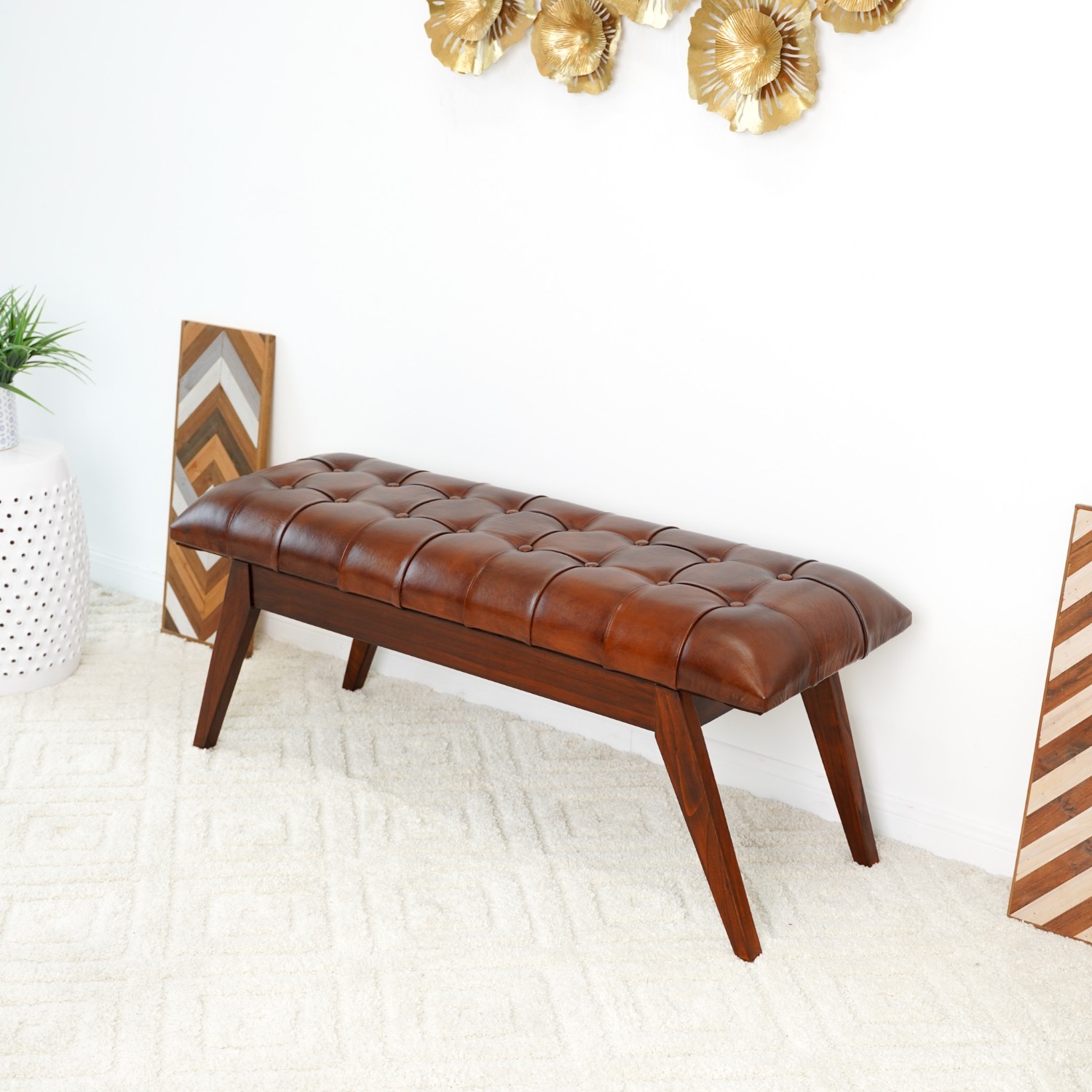 Midinmod Niles Leather Bench - image-3