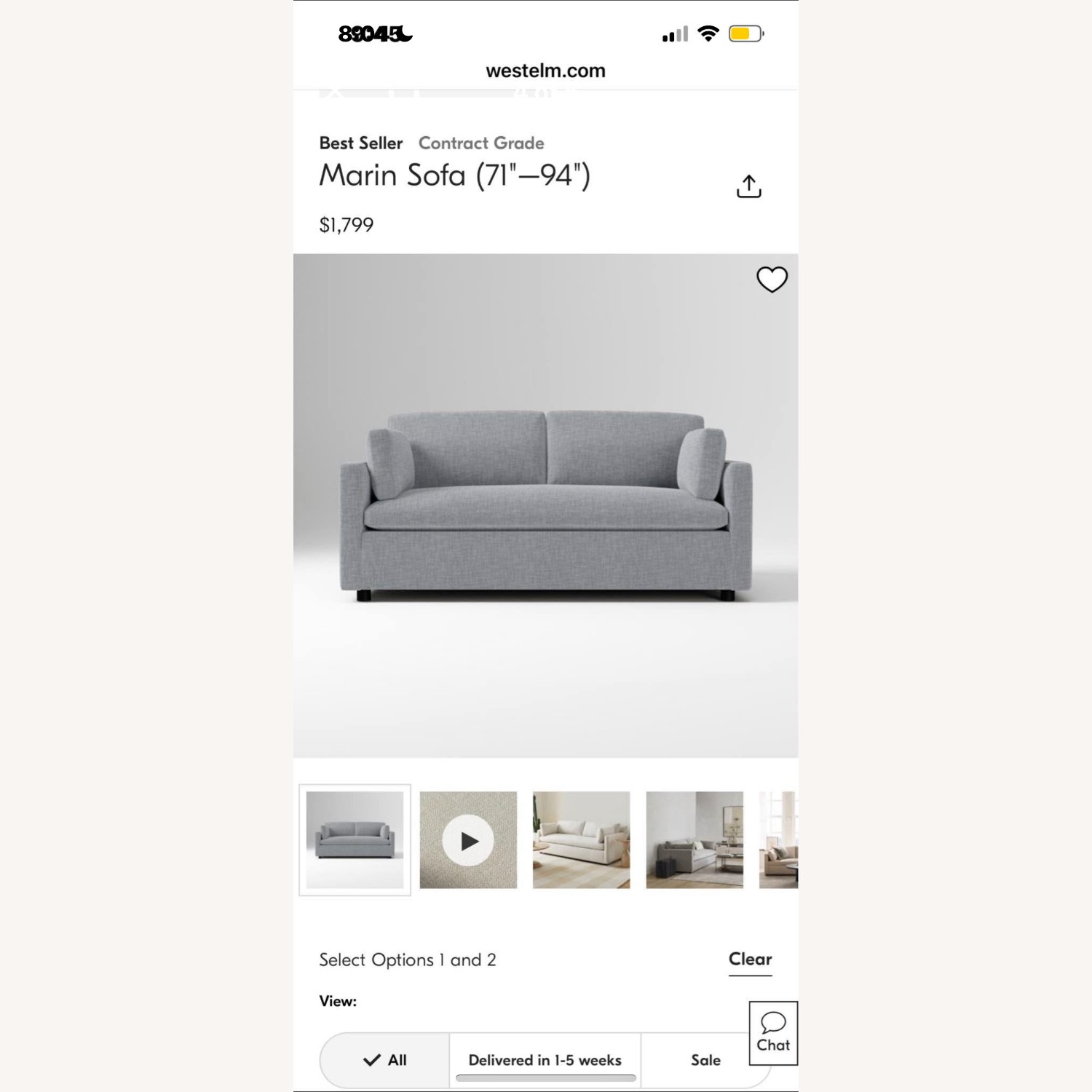 West Elm 71” Marin Sofa - image-1